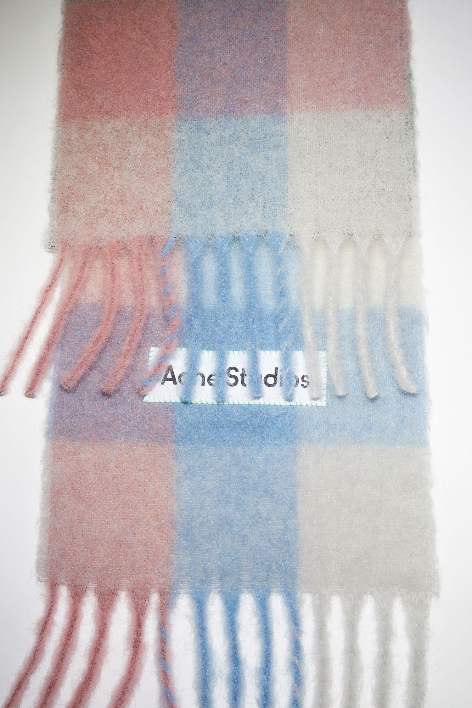 Mohair checked scarf - Pink/light blue/green - 4