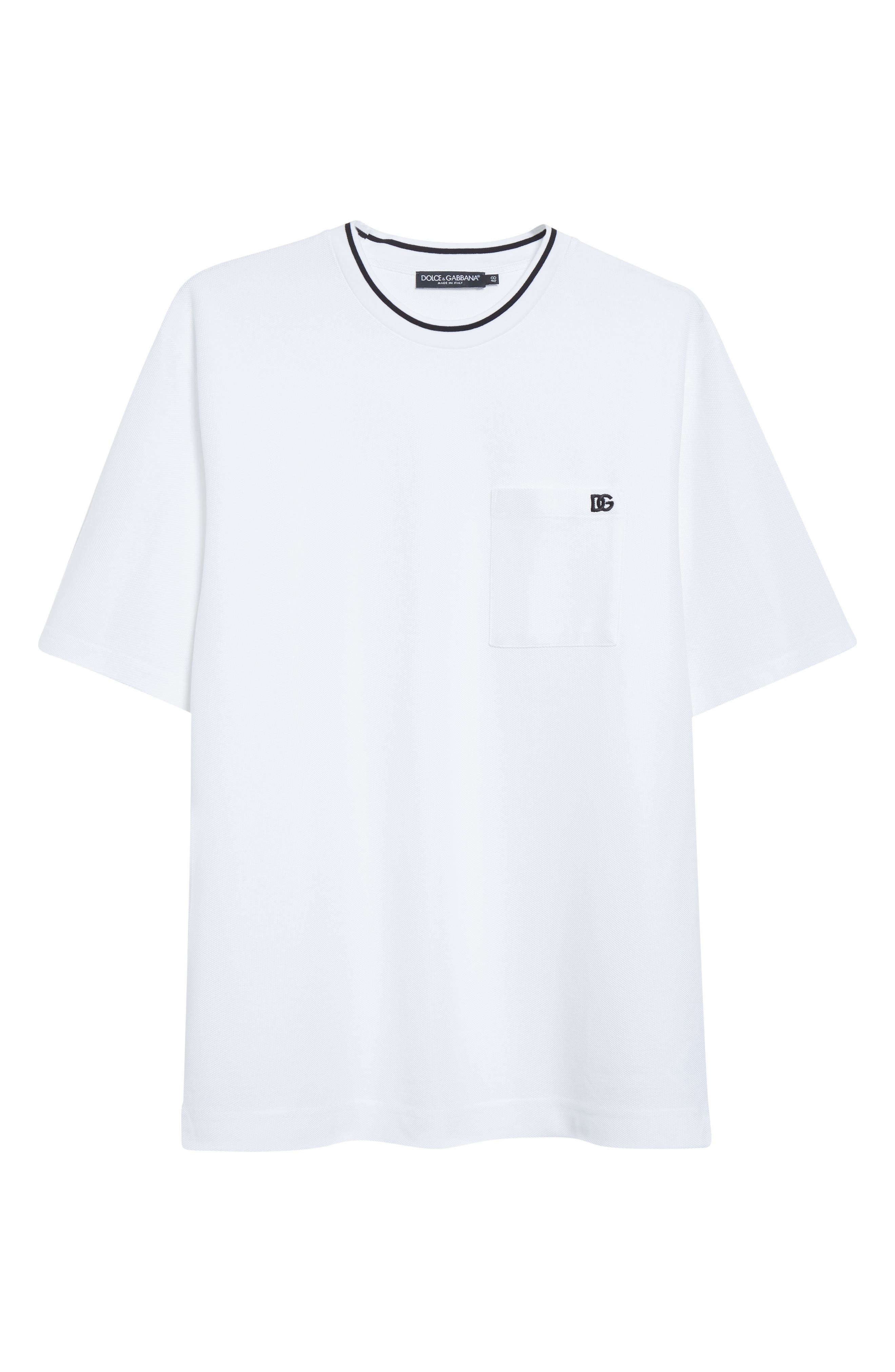Dolce&Gabbana Logo Embroidered Cotton Piqué T-Shirt in W0800 Bianco Ottico at Nordstrom - 5