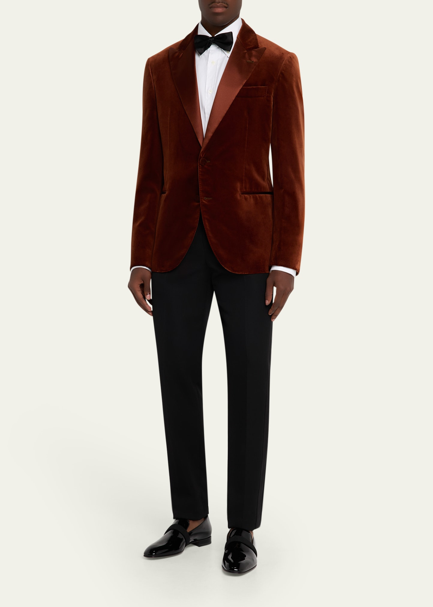 Men's Satin Peak Lapel Velvet Dinner Jacket - 2