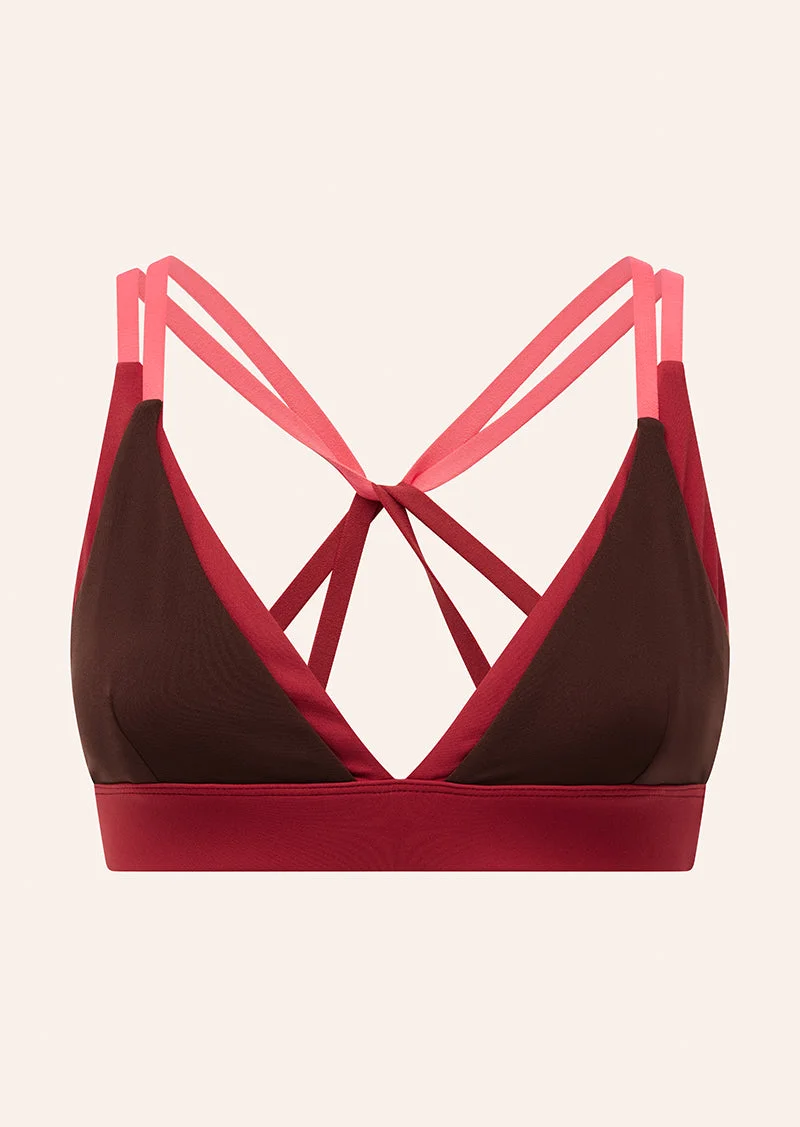ACTIVATE SPORTS BRA IN MAHOGANY & DIVA PINK - 1