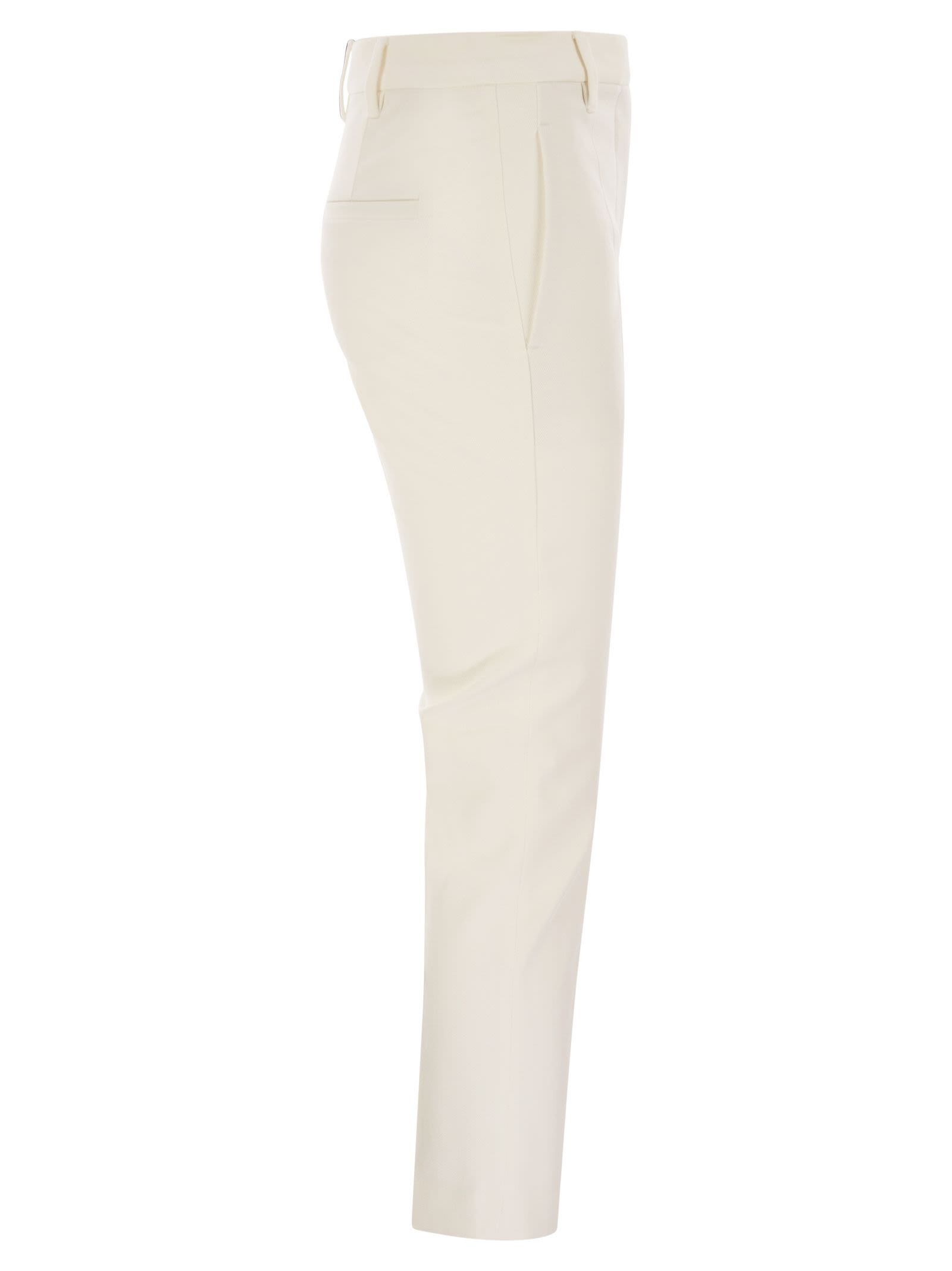 Brunello Cucinelli Women Cigarette Trousers In Stretch Cotton - 3