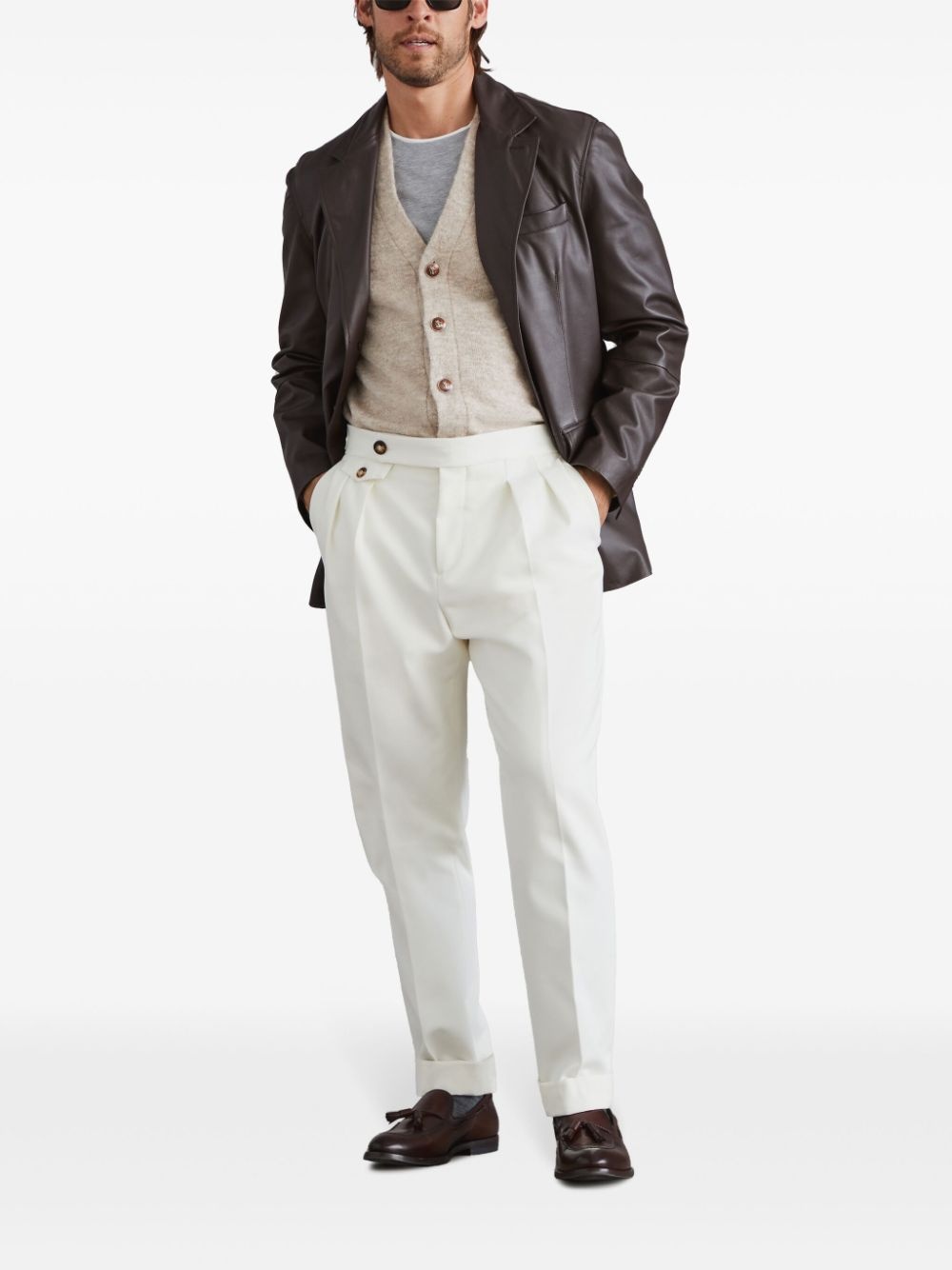 pressed-crease tapered trousers - 2