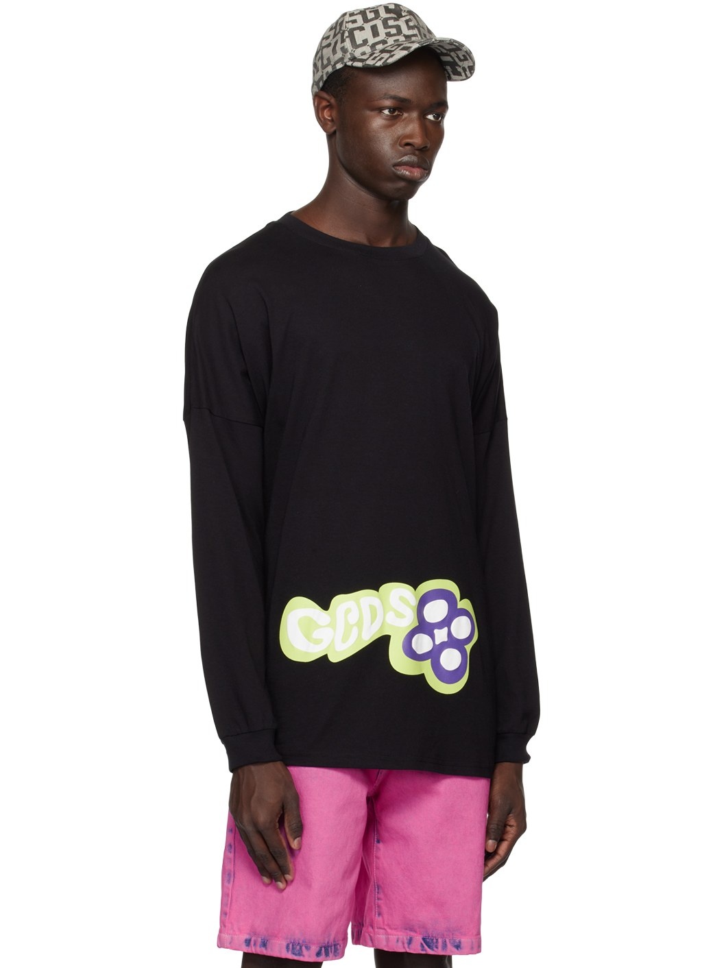 Black Checkerboard Long Sleeve T-Shirt - 2