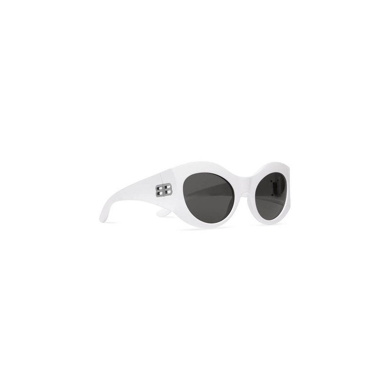 BALENCIAGA Hourglass Round Sunglasses  in White outlook