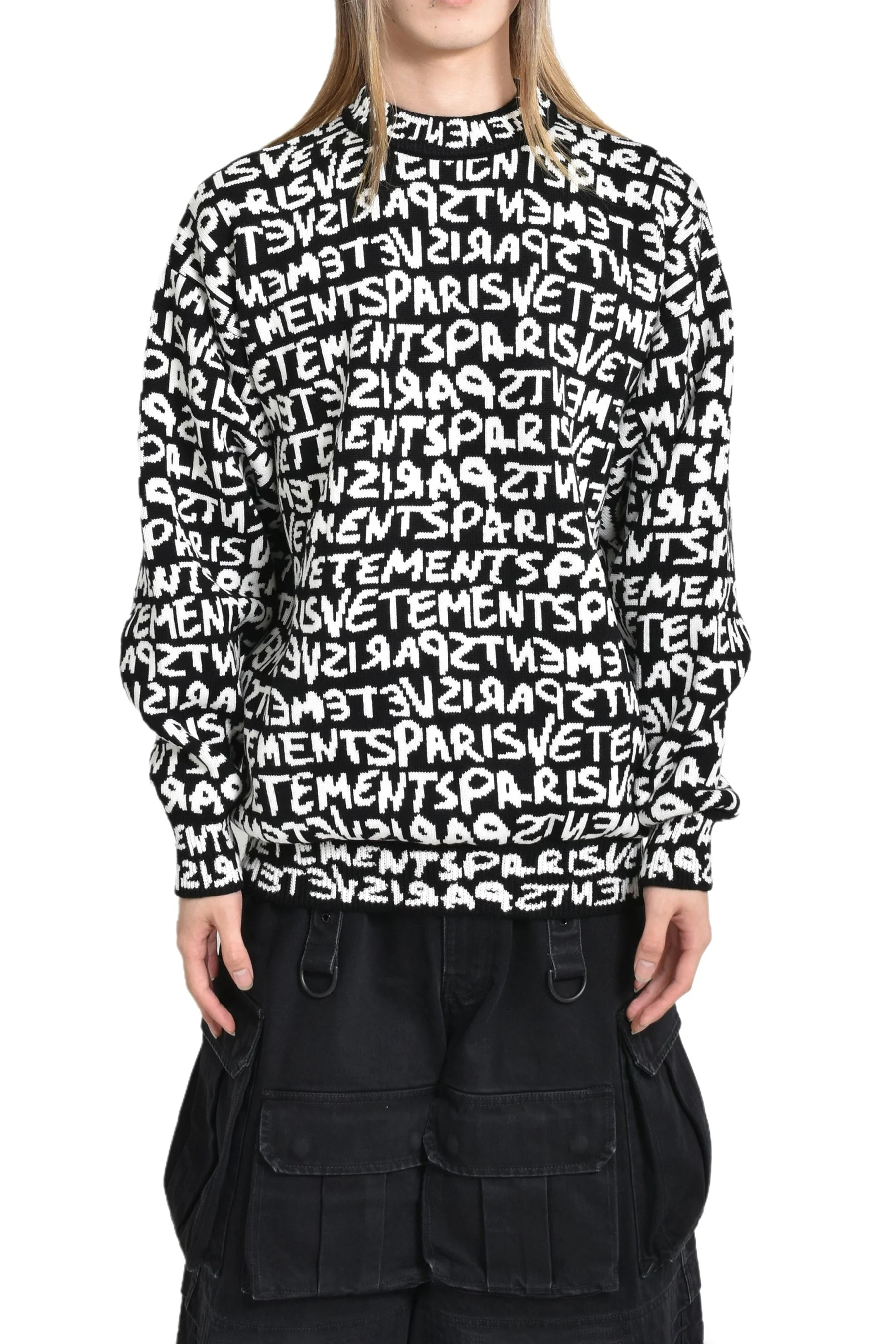 VETEMENTS PARIS MONOGRAM SWEATER / BLK WHT - 1