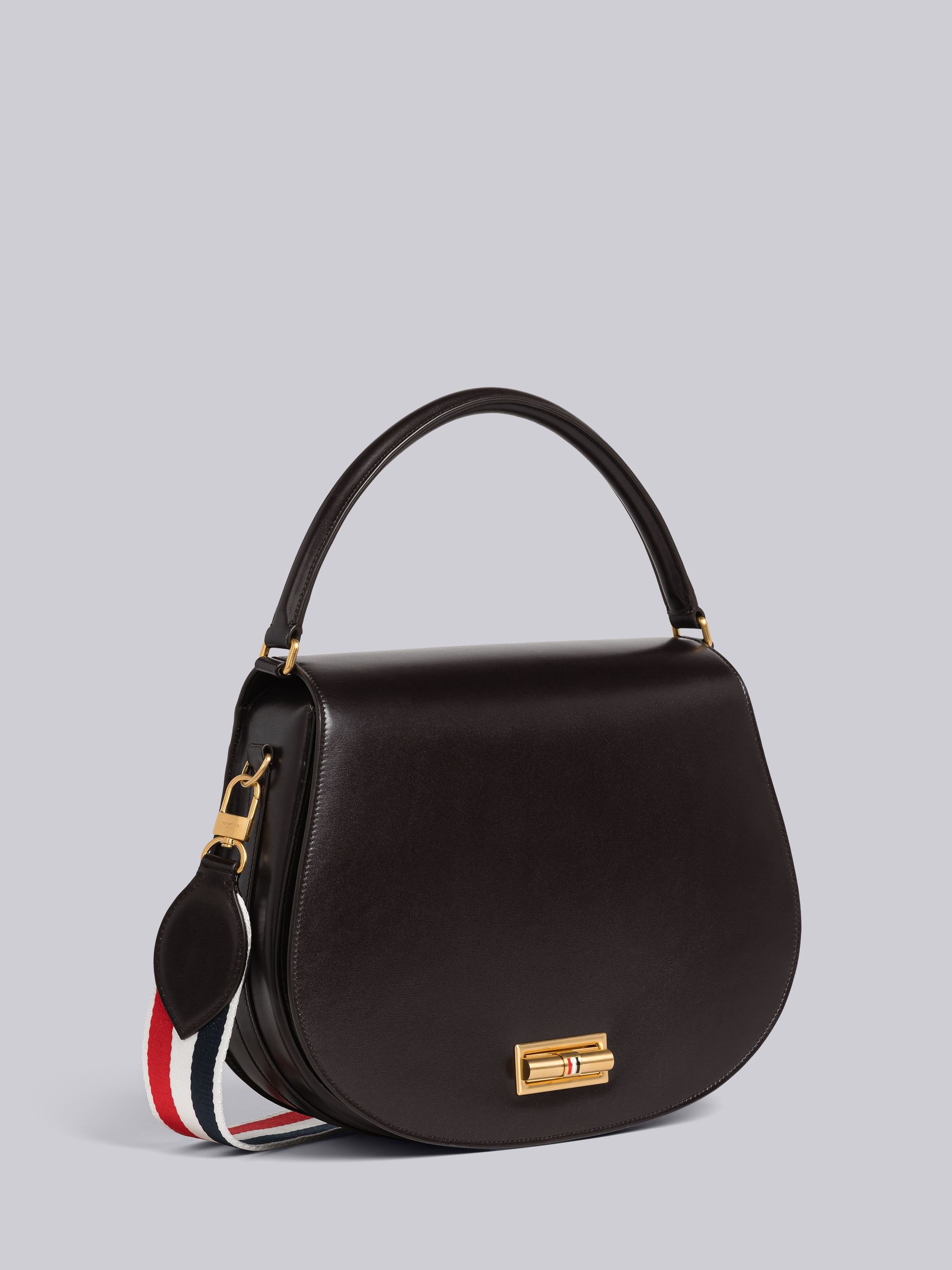 Box Calf Large Enamel Lock Saddle Bag - 3