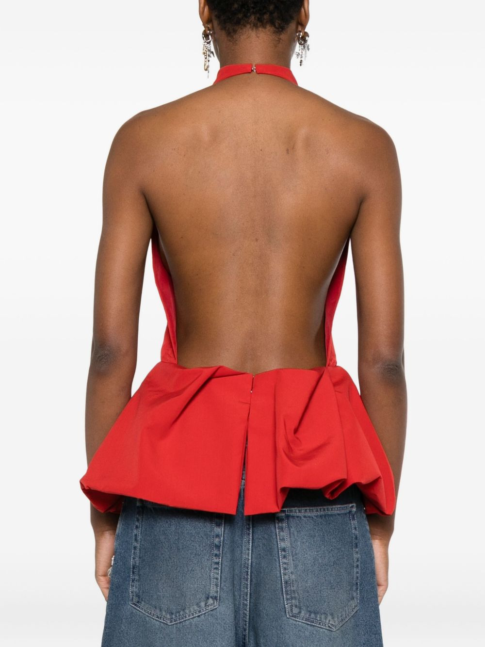halterneck peplum top - 4