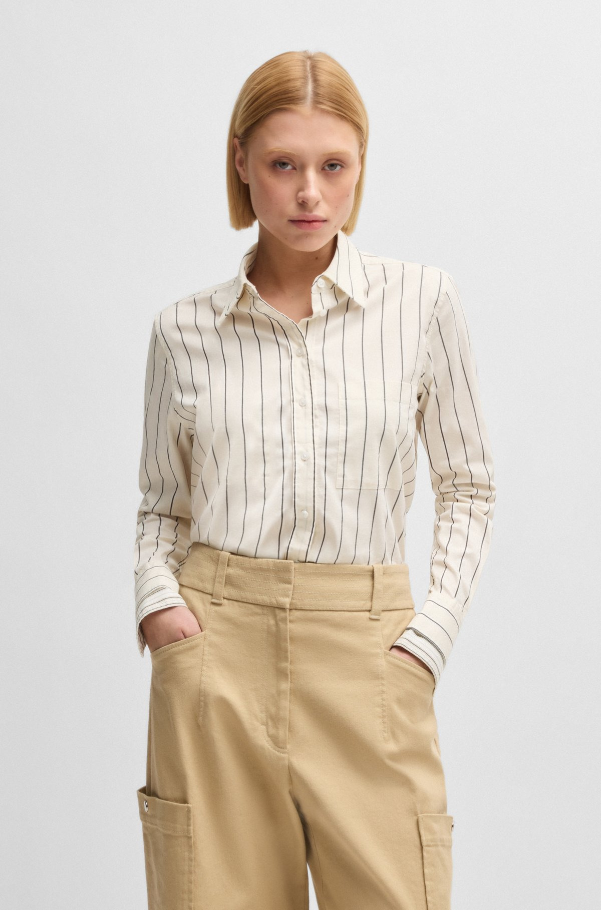 REGULAR-FIT BLOUSE IN STRIPED STRETCH COTTON - 2