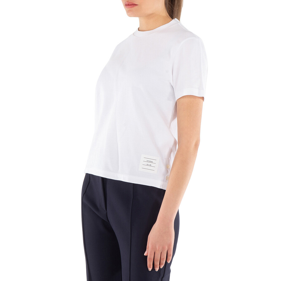 Thom Browne White Cotton Pique Classic Stripe T-Shirt - 2