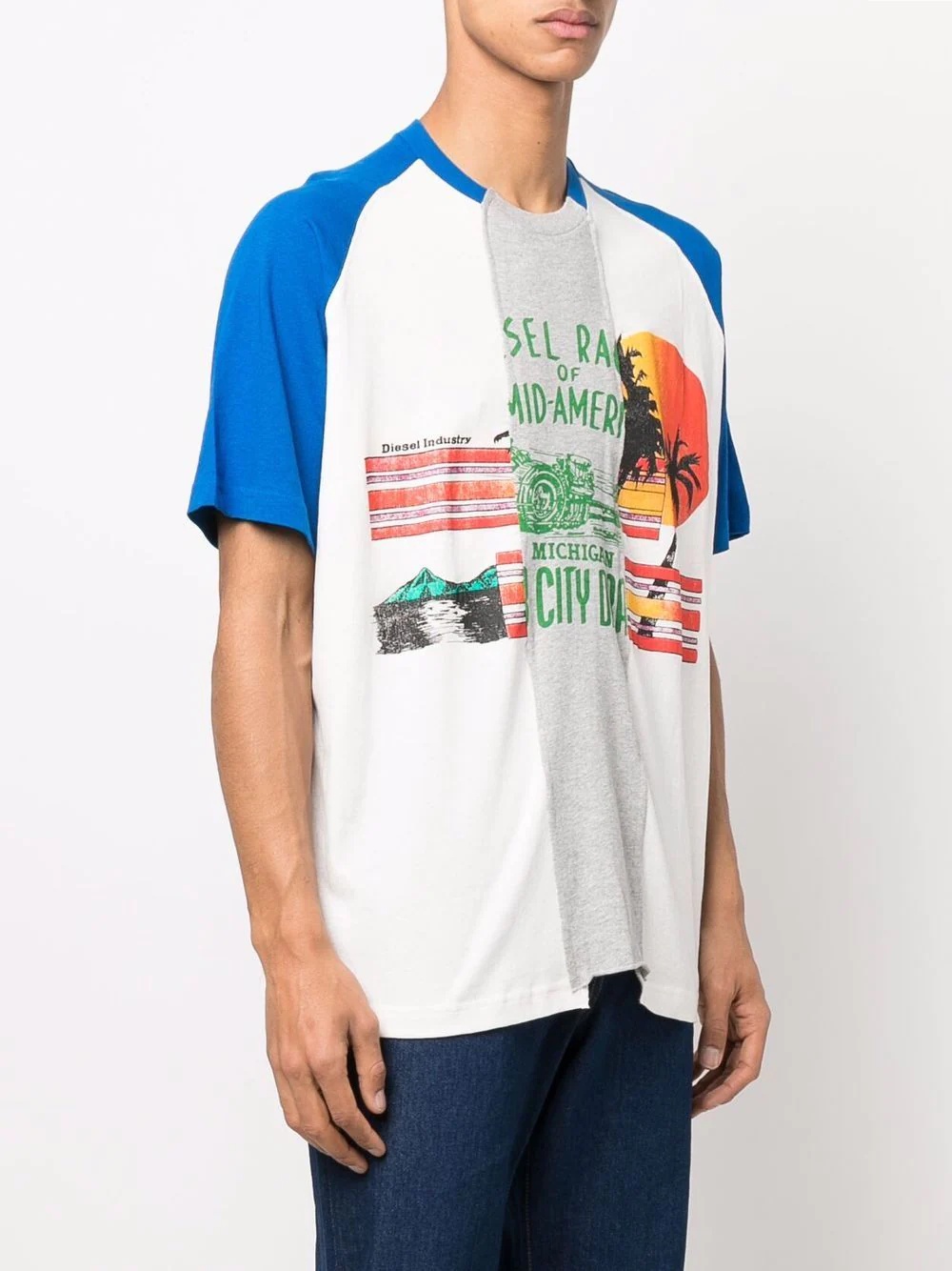 colour-block reconstructed-style T-shirt - 3