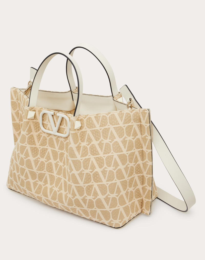 Valentino MEDIUM TOILE ICONOGRAPHE RAFFIA SHOPPING BAG outlook