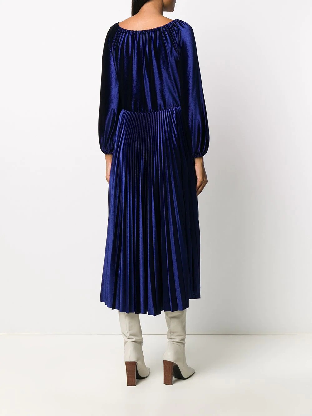 pleated velvet midi dress - 4