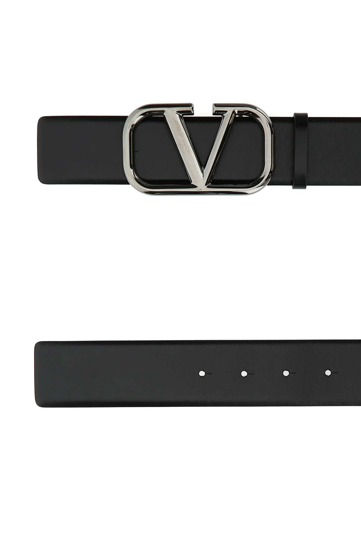 Valentino Garavani Men Black Leather Vlogo Signature Belt - 2