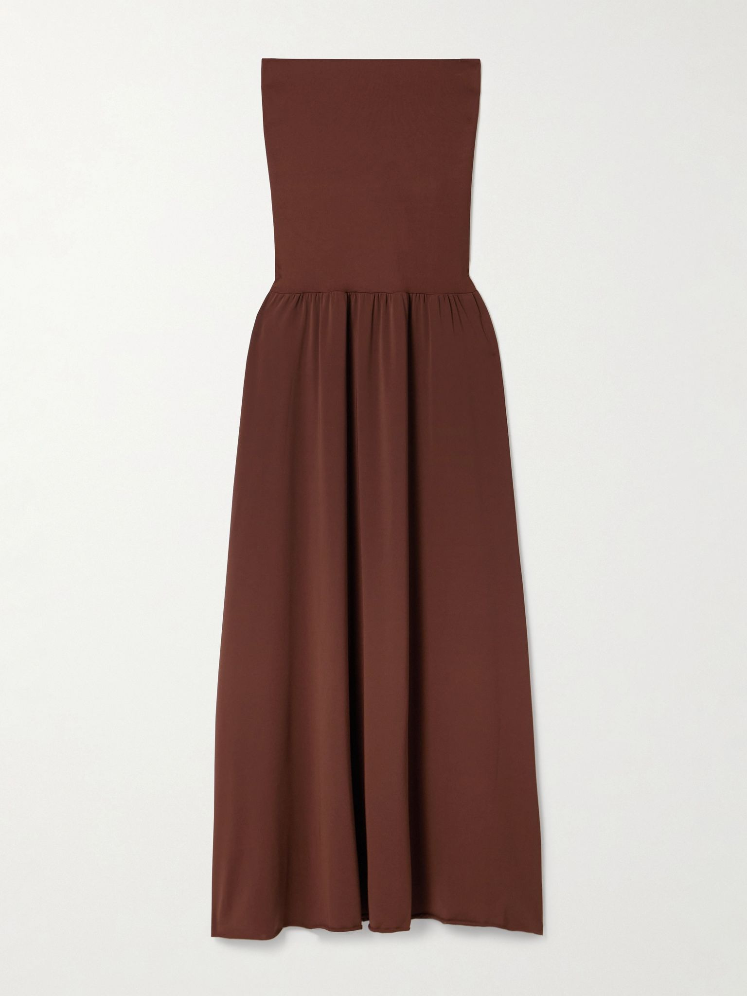 Oda strapless stretch-jersey maxi dress Chocolate - 1