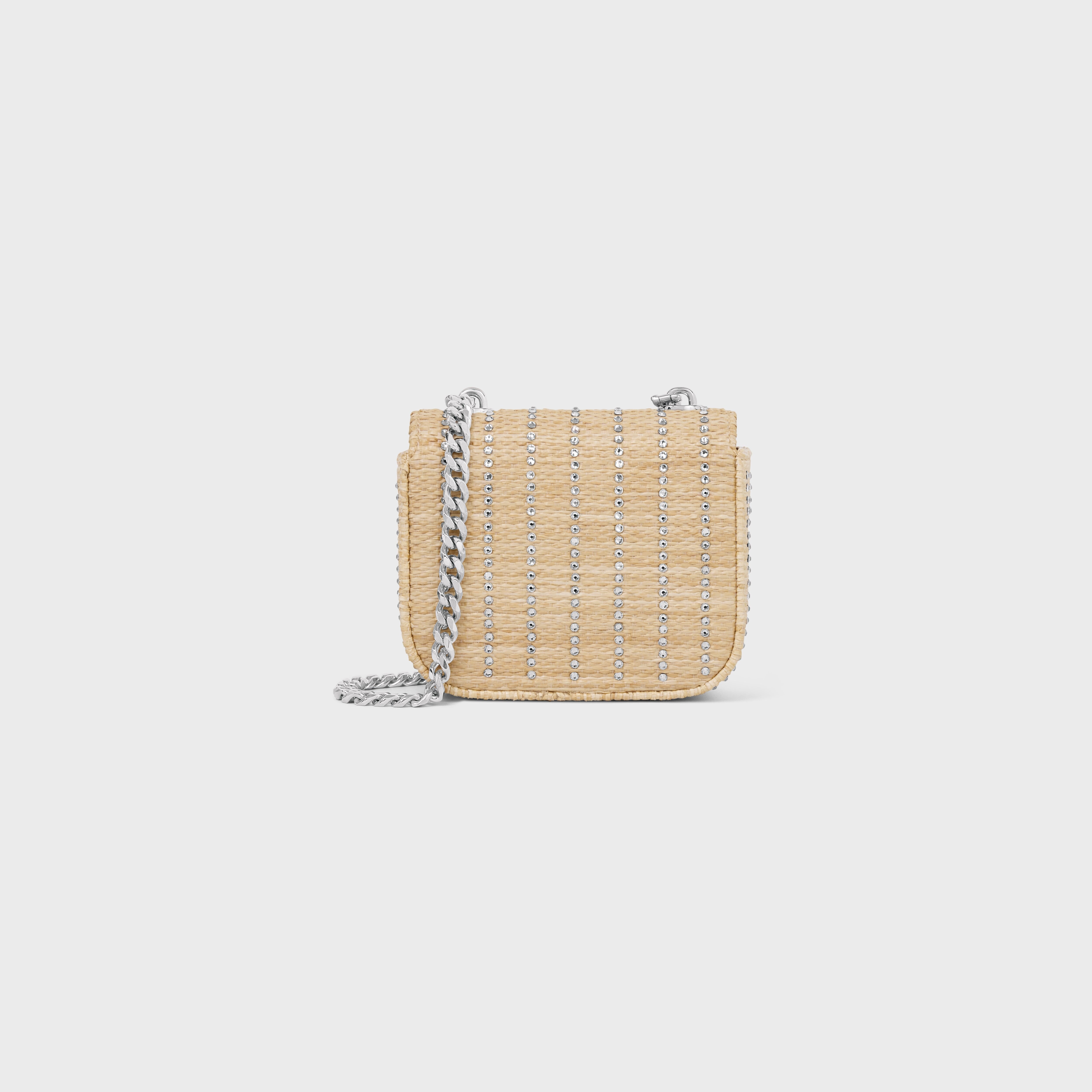 MINI CHAIN CLAUDE IN RAFFIA EFFECT TEXTILE WITH STRASS - 3