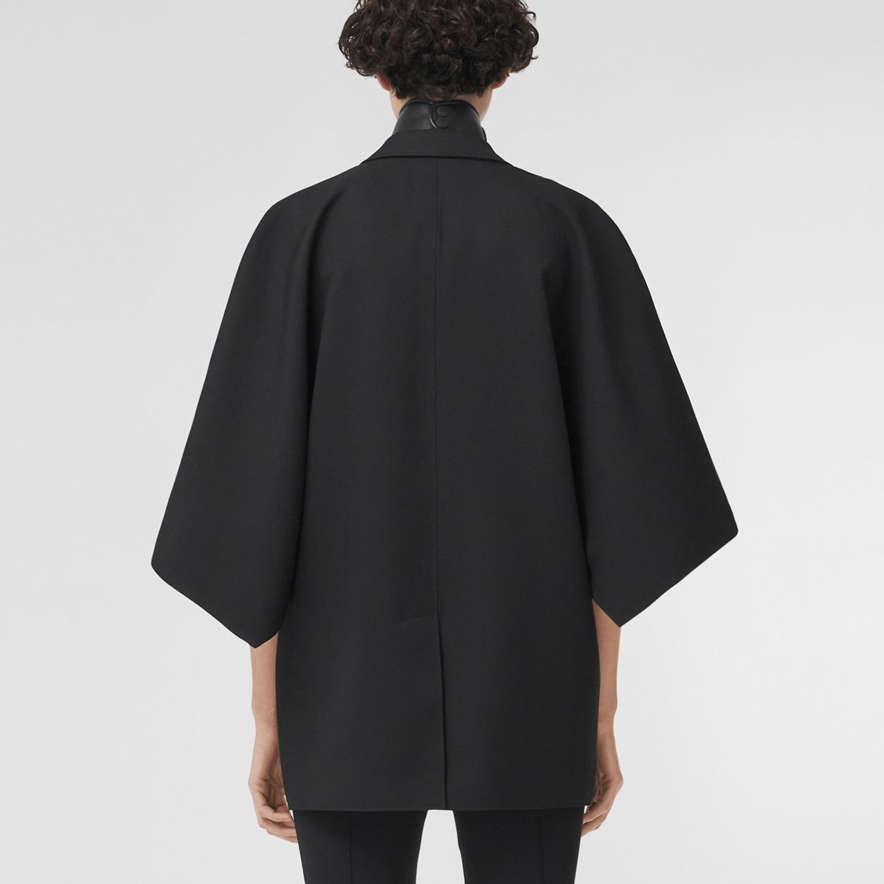 Cape Sleeve Grain de Poudre Wool Tailored Jacket - 4