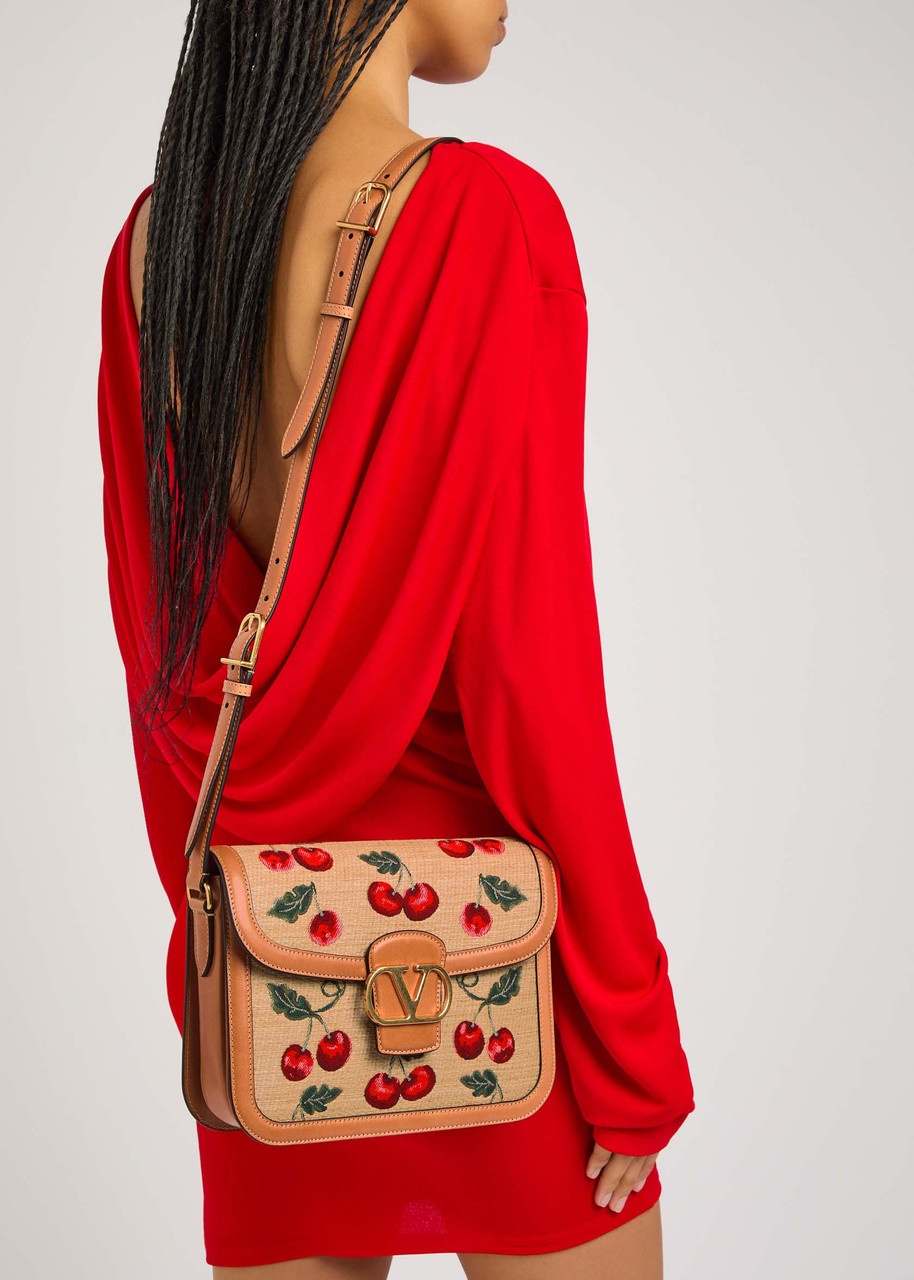 Valentino 9T05 Cherry-jacquard Raffia and Leather Cross-body bag - 5