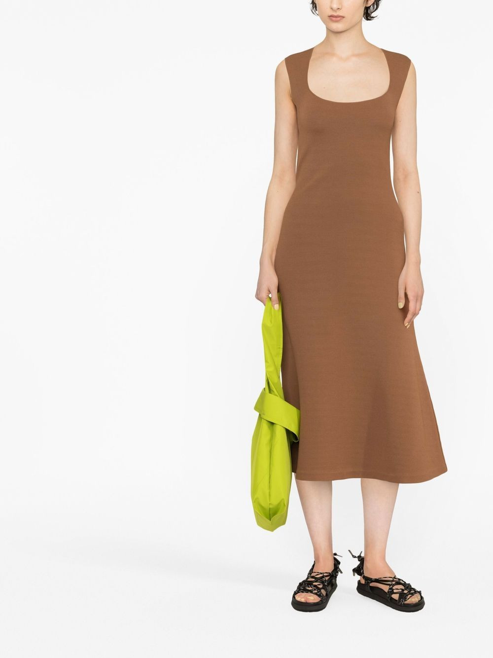 square-neck sleeveless flared dress - 2