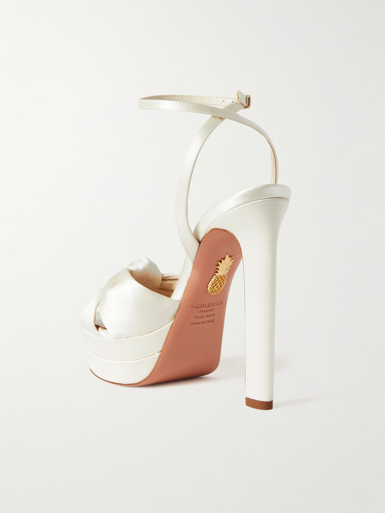 Cupid Plateau 130 knotted satin platform sandals White - 3