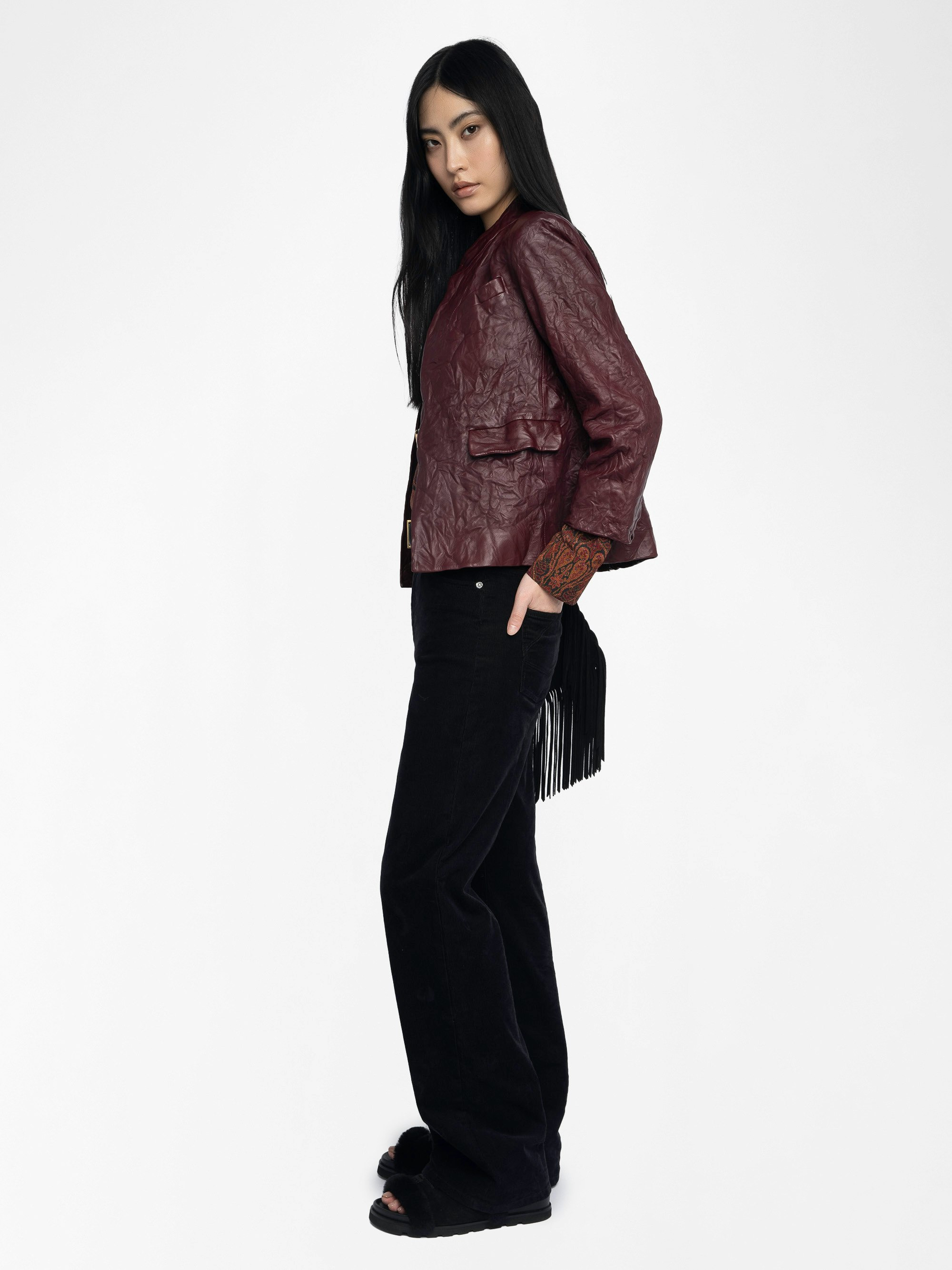 Veryn Crinkled Leather Blazer - 6