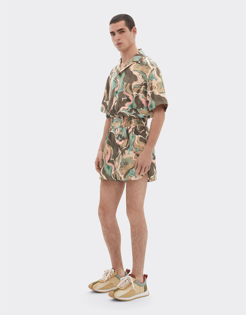 Silk shorts with Marble Horse print 3
