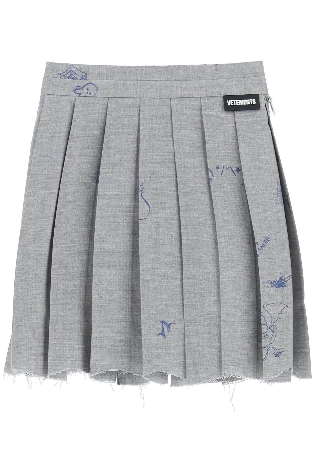 DESTROYED SCRIBBLED SCHOOLGIRL MINI SKIRT - 1