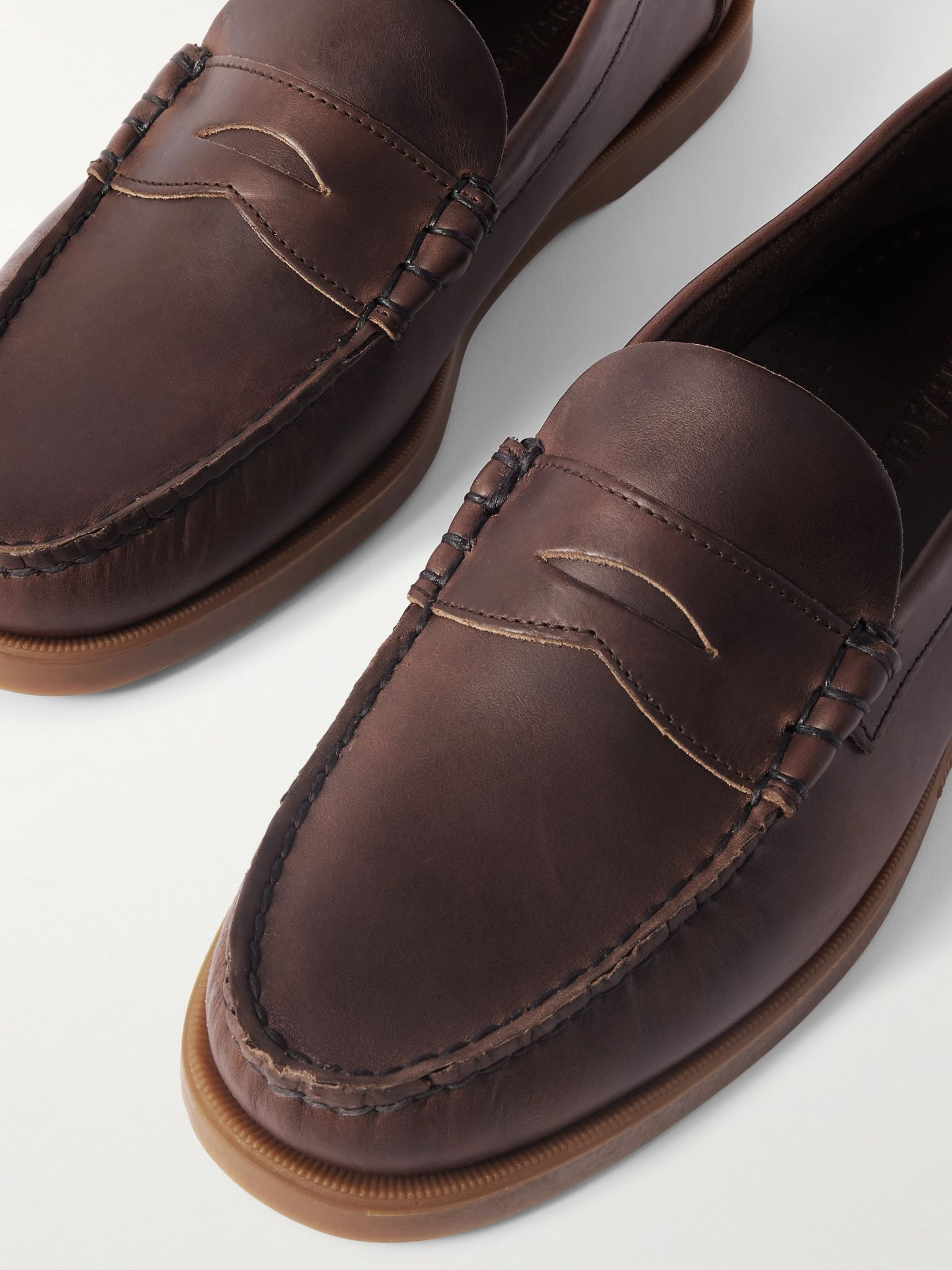 Dolphin Waxed-Leather Penny Loafers Brown - 5