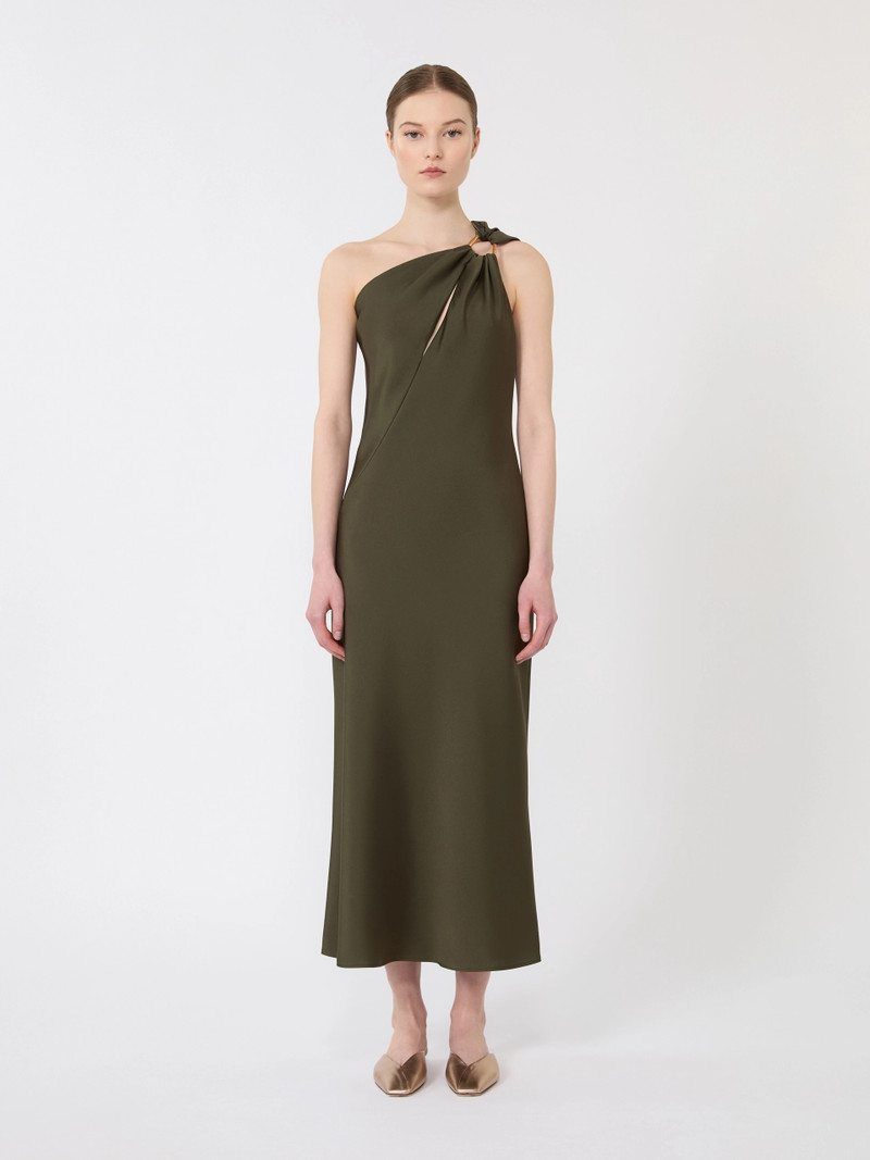 ENTRATA Shiny satin one-shoulder dress - MOSS GREEN 3