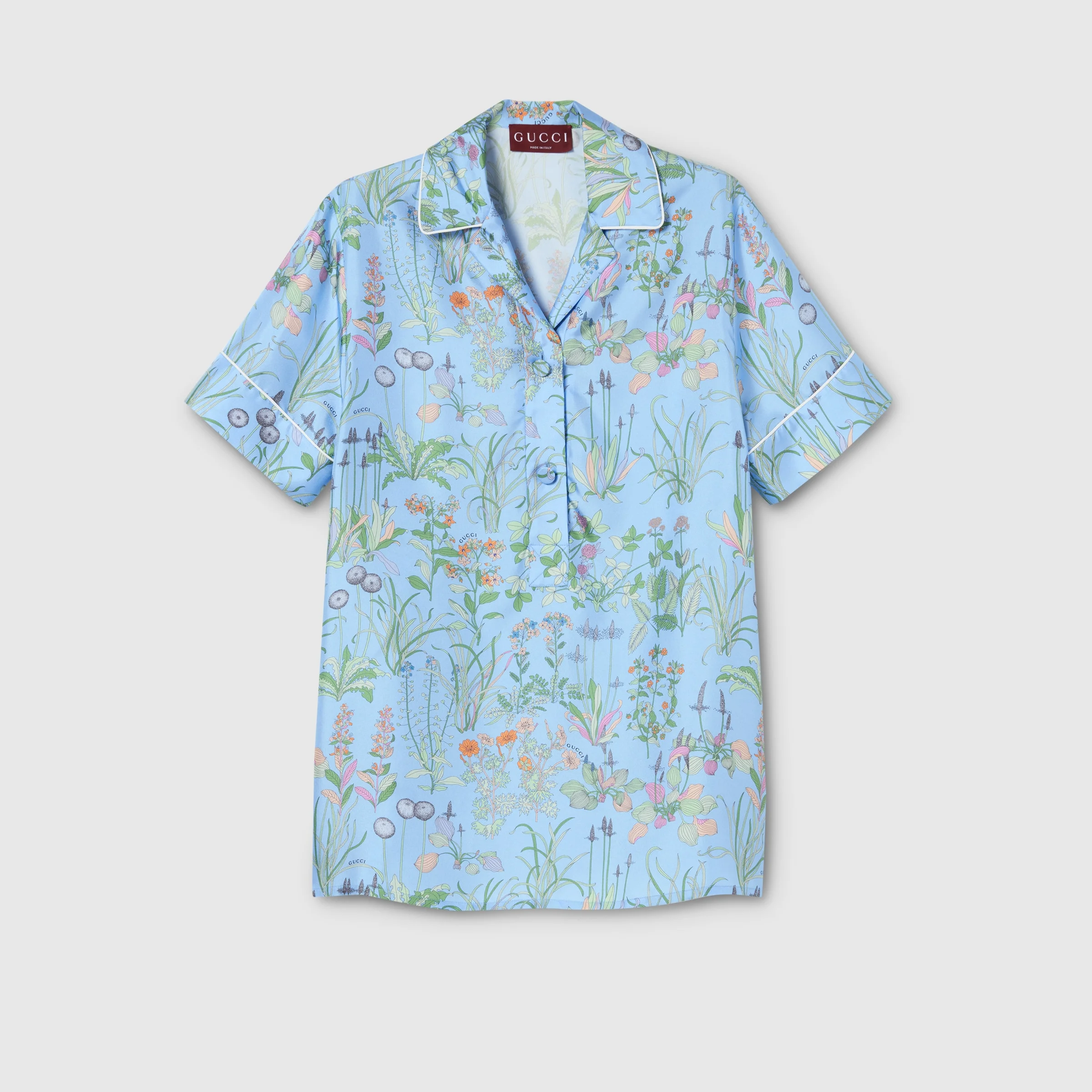 Printed silk twill shirt - 1