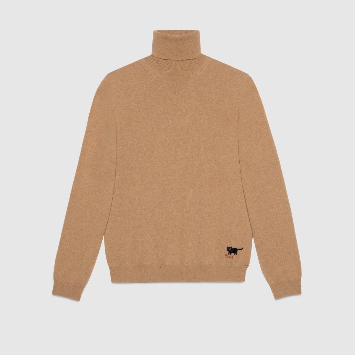 Cashmere turtleneck with cat patch - 1