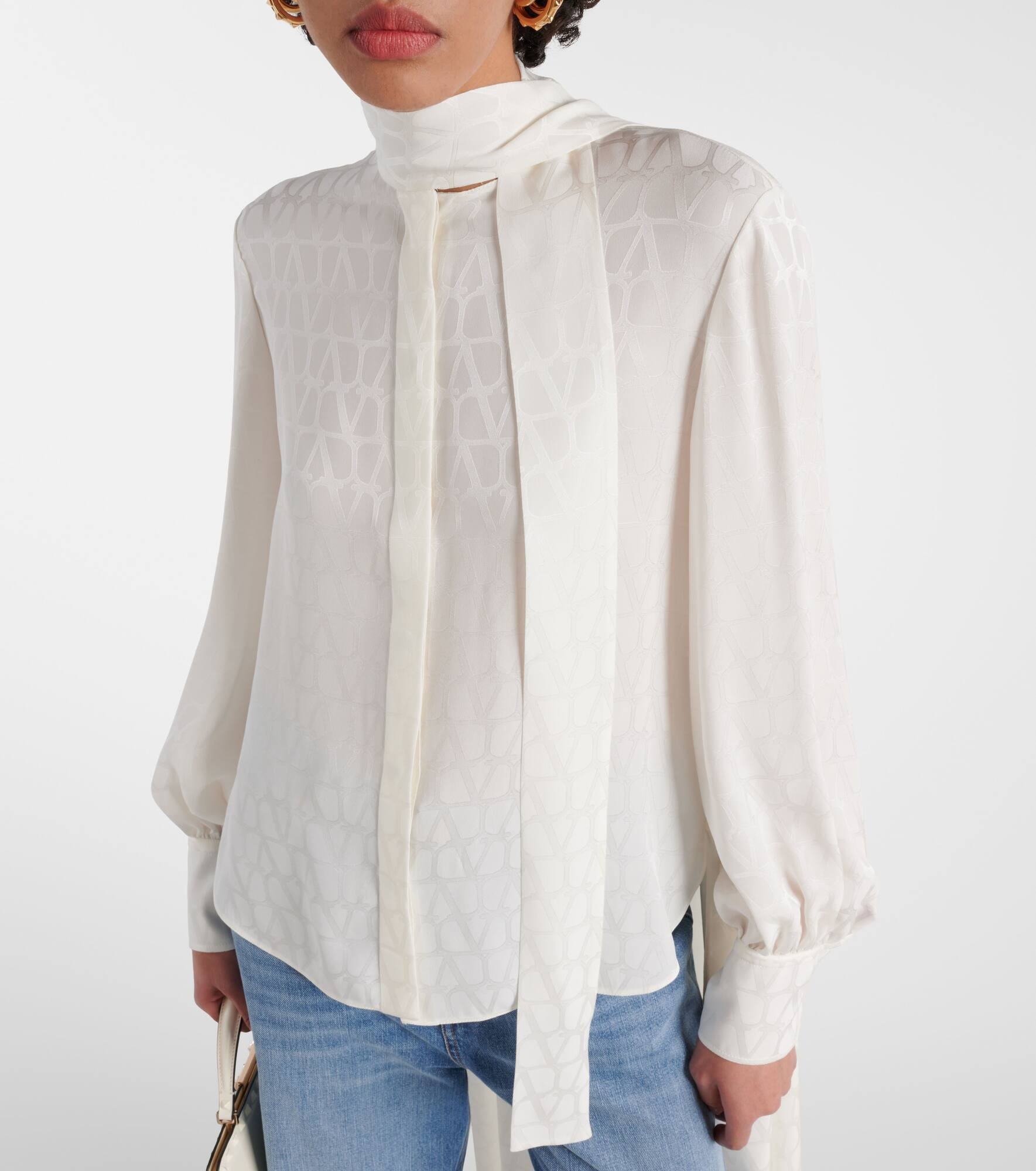 Toile Iconographe tie-neck silk blouse - 4