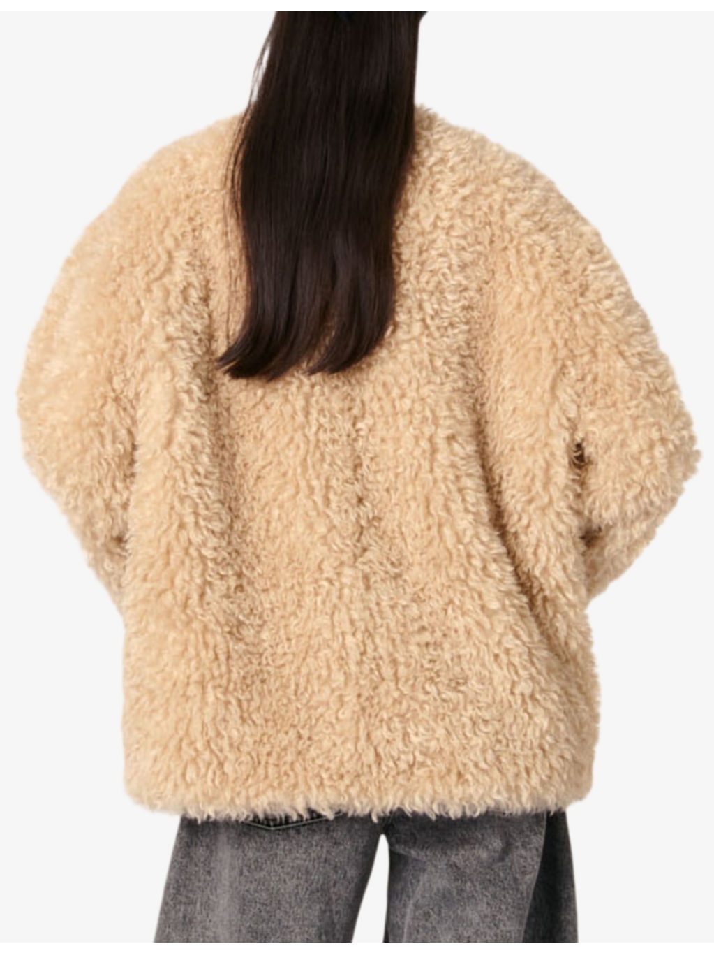 Round-neck relaxed-fit faux-fur coat - 4