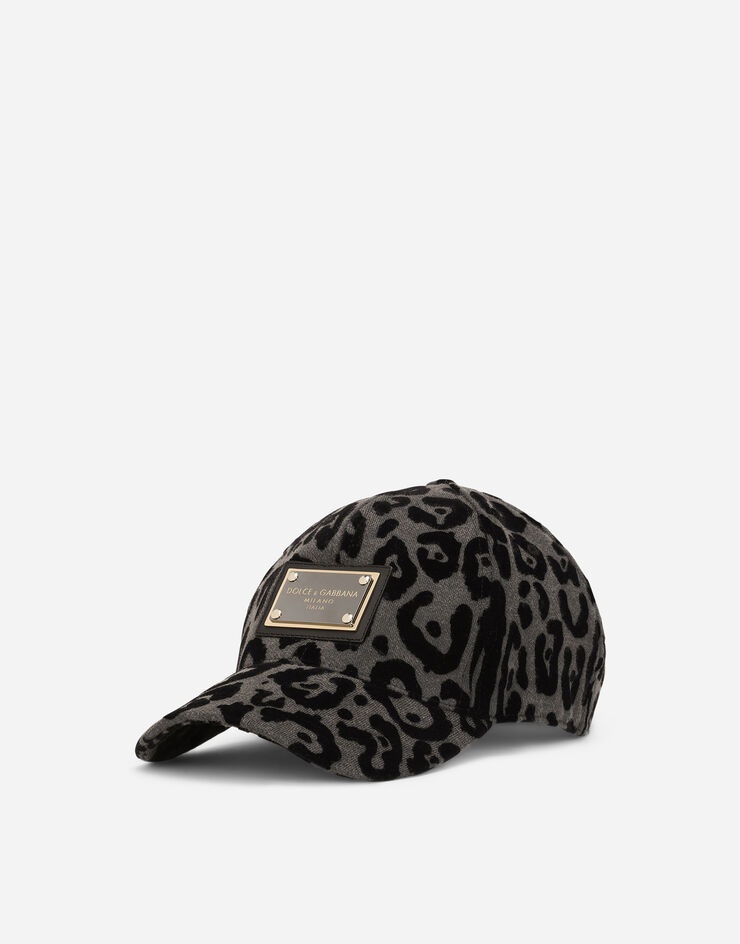 Baseball cap with flocked leopard print - 1