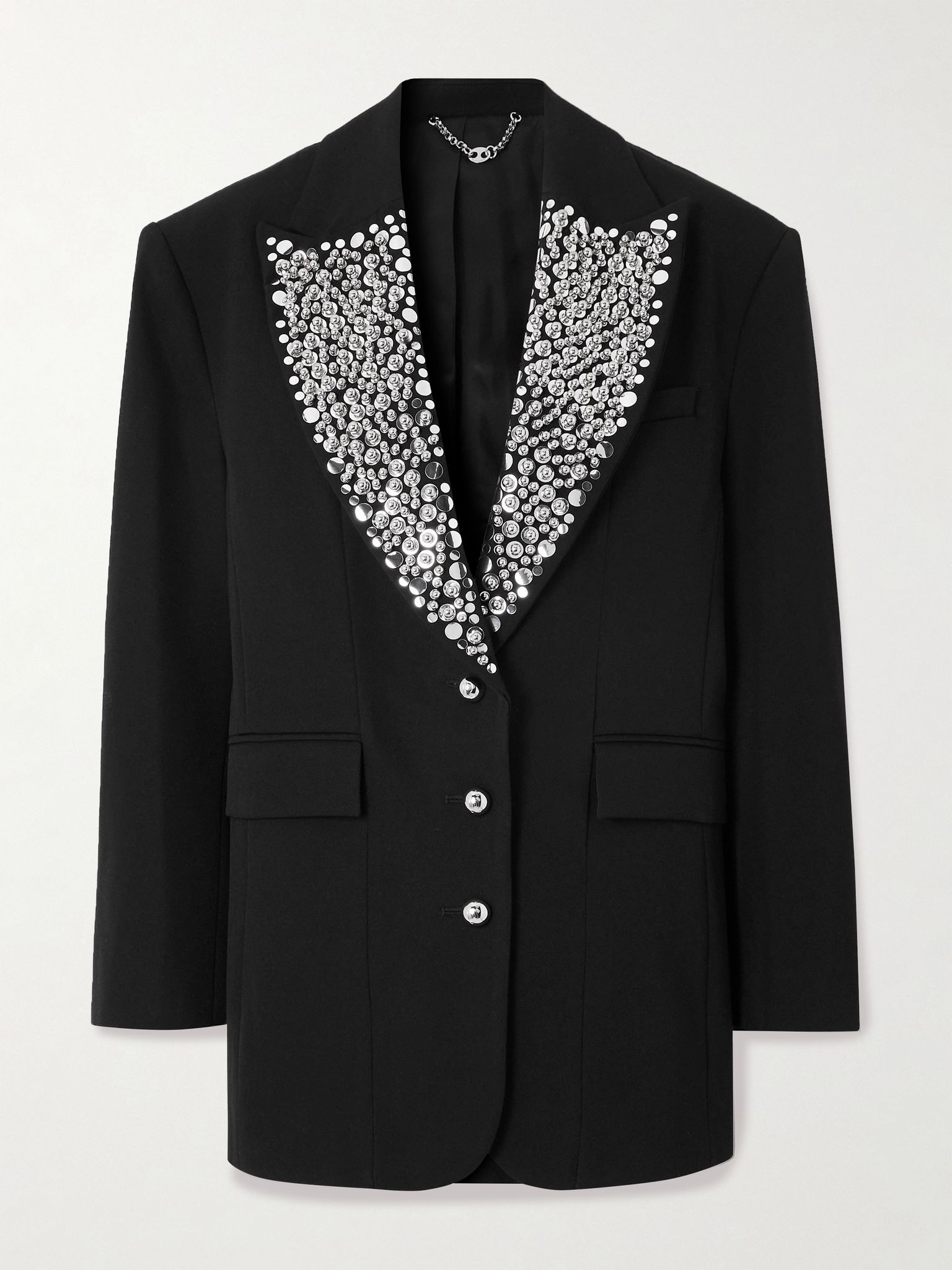 Studded grain de poudre wool blazer Black - 1