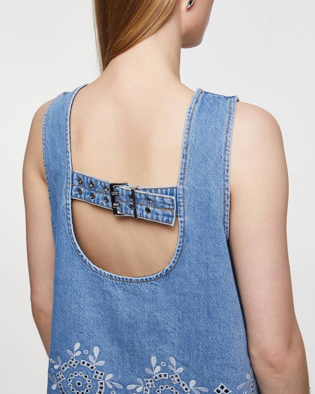 Top Broderie Anglaise Denim Light blue - 5