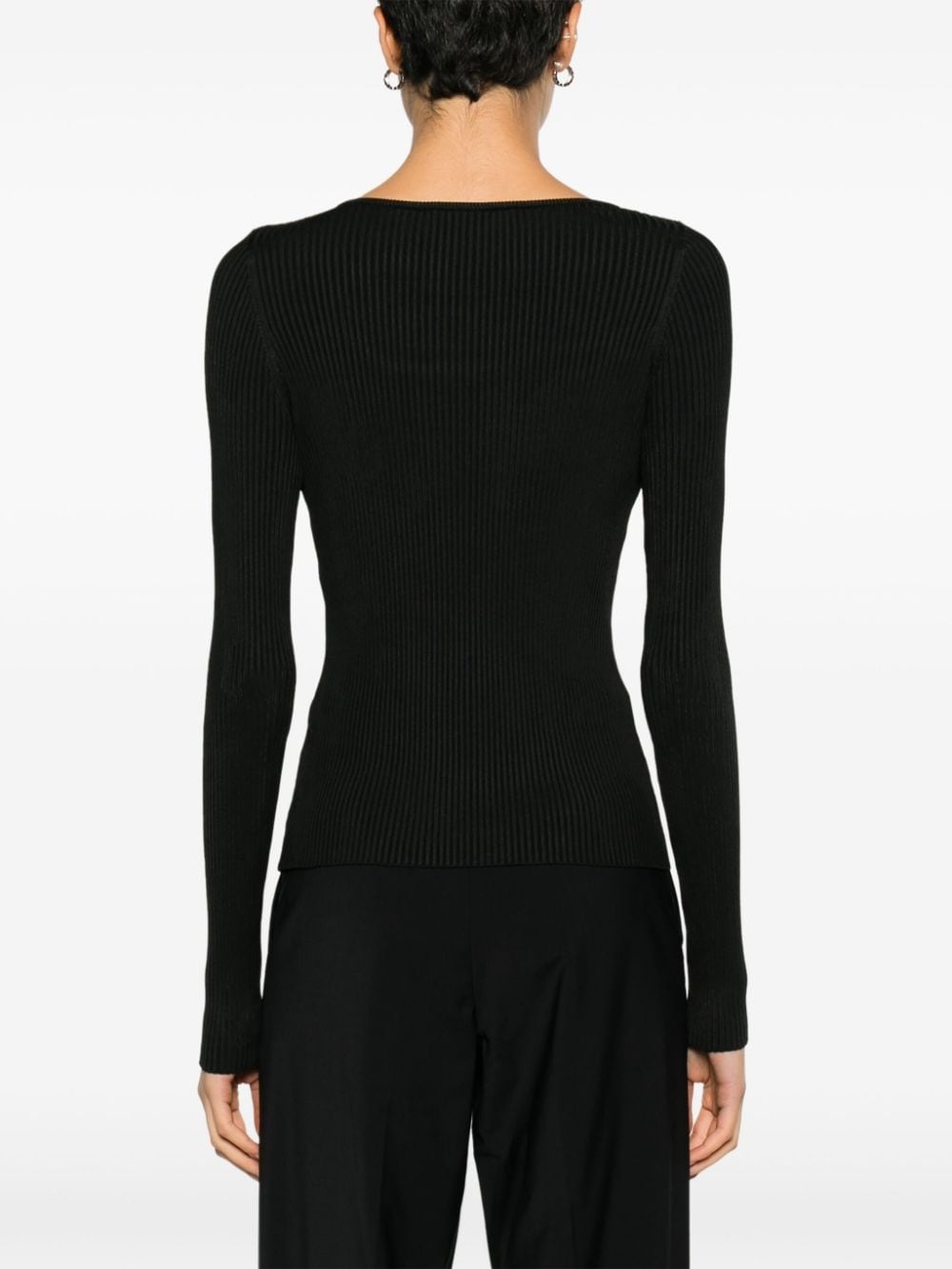 cut-out ribbed-knit top - 4