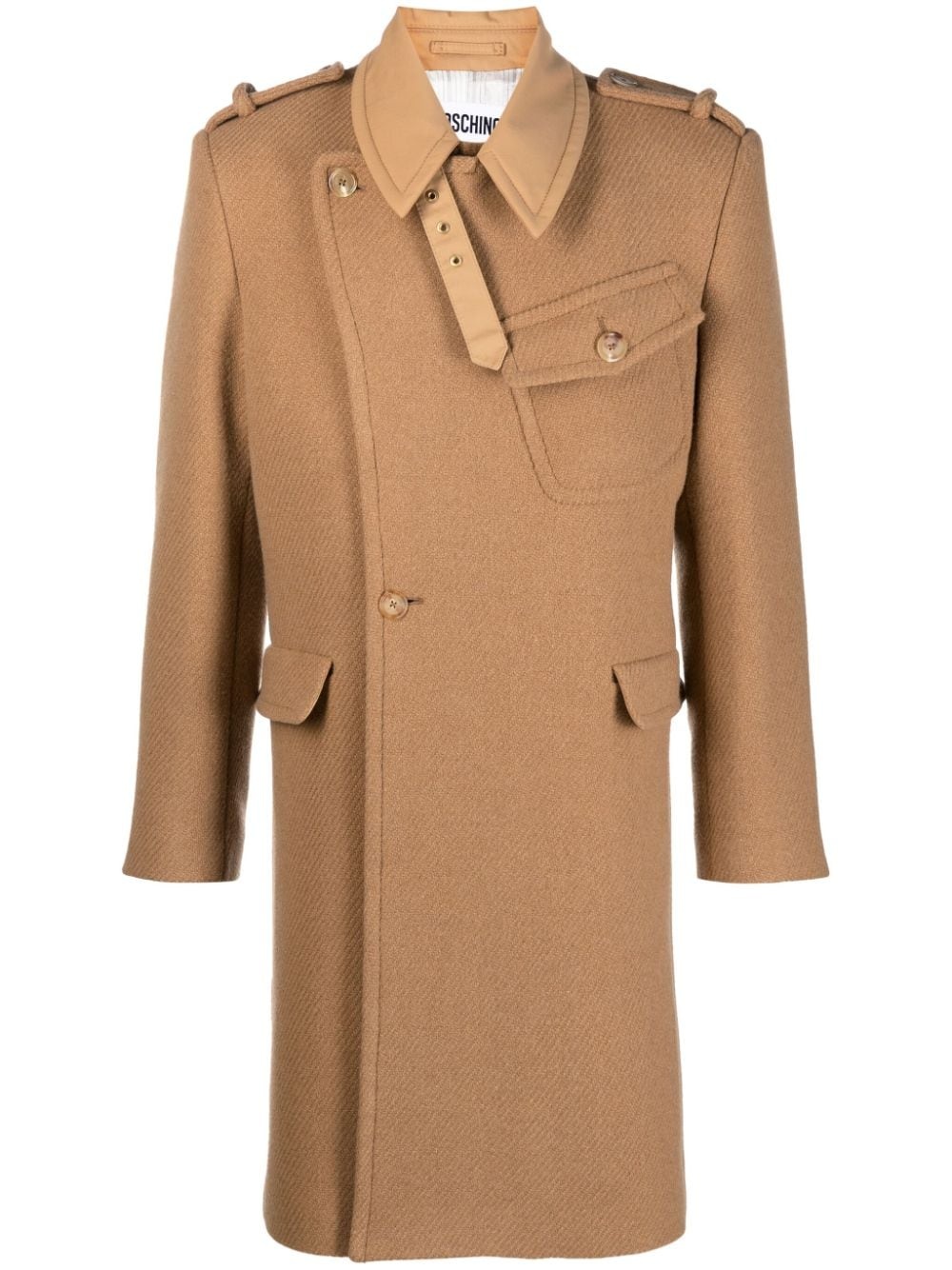 panelled wool-blend single-breasted coat - 1