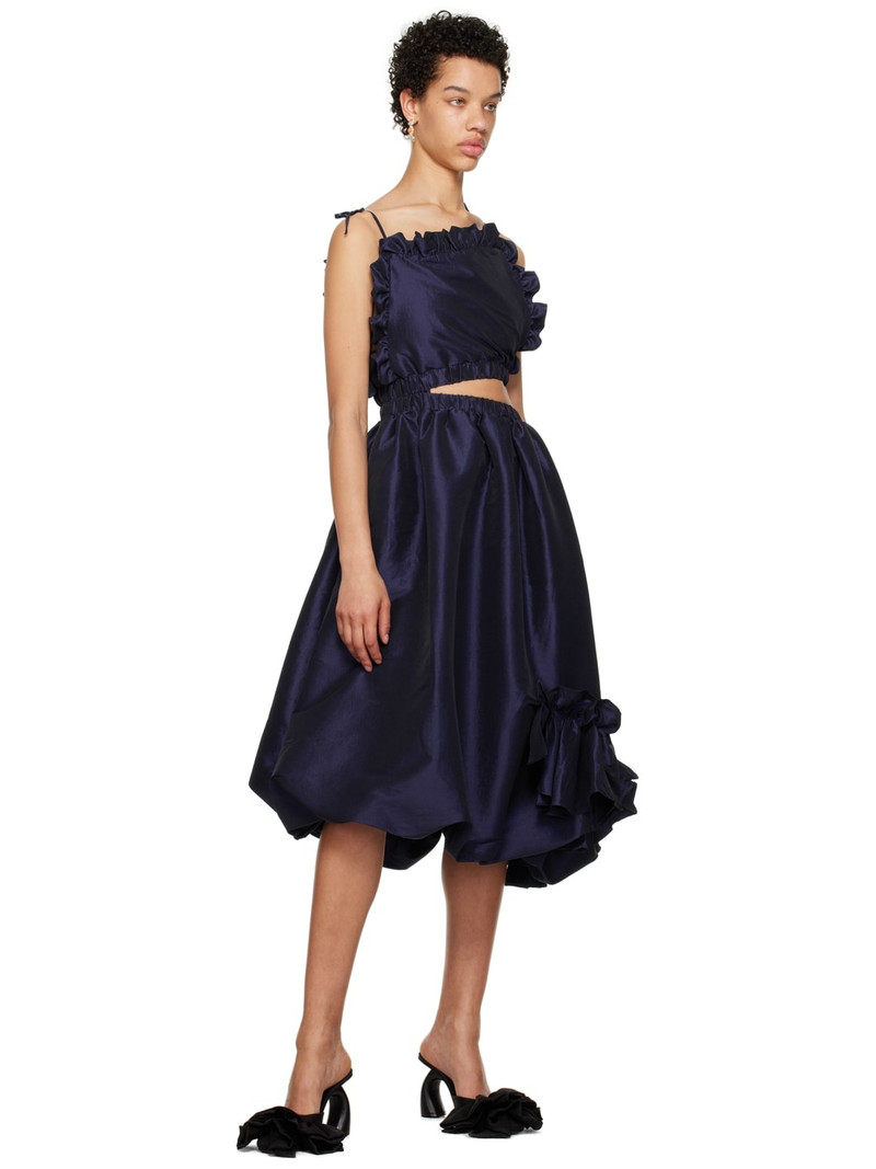 KIKA VARGAS SSENSE Exclusive Navy Ramya Midi Dress outlook