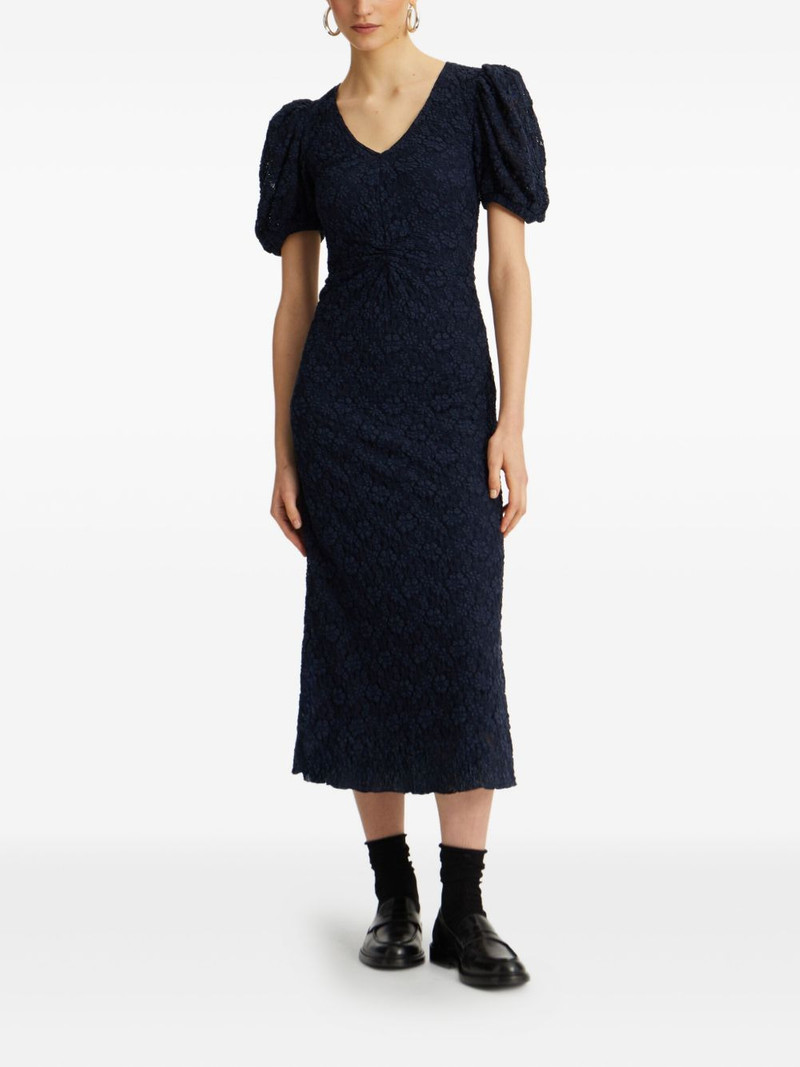 ROTATE puff-sleeve lace midi dress outlook