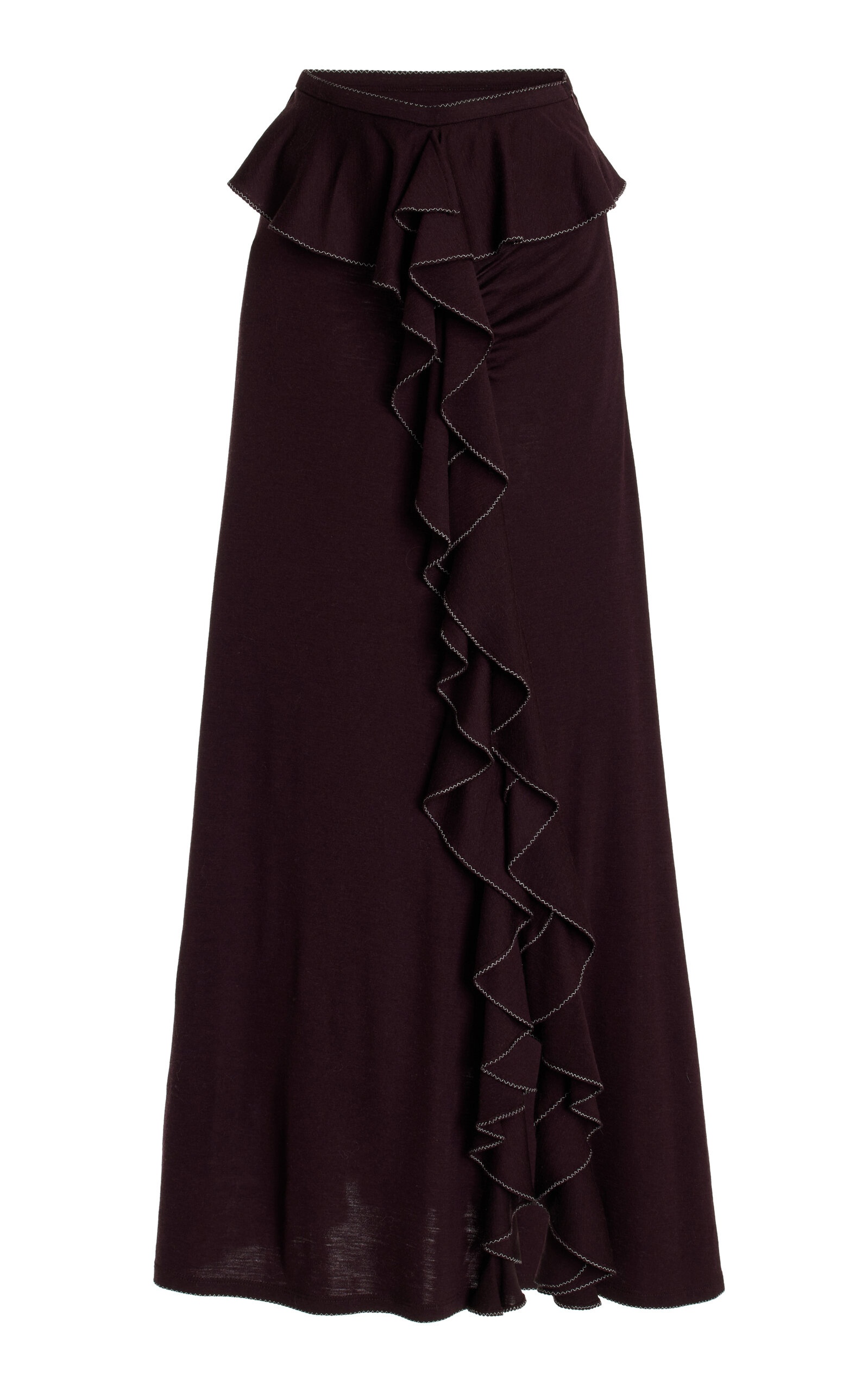 Laila Ruffled Wool Knit Maxi Skirt brown - 1