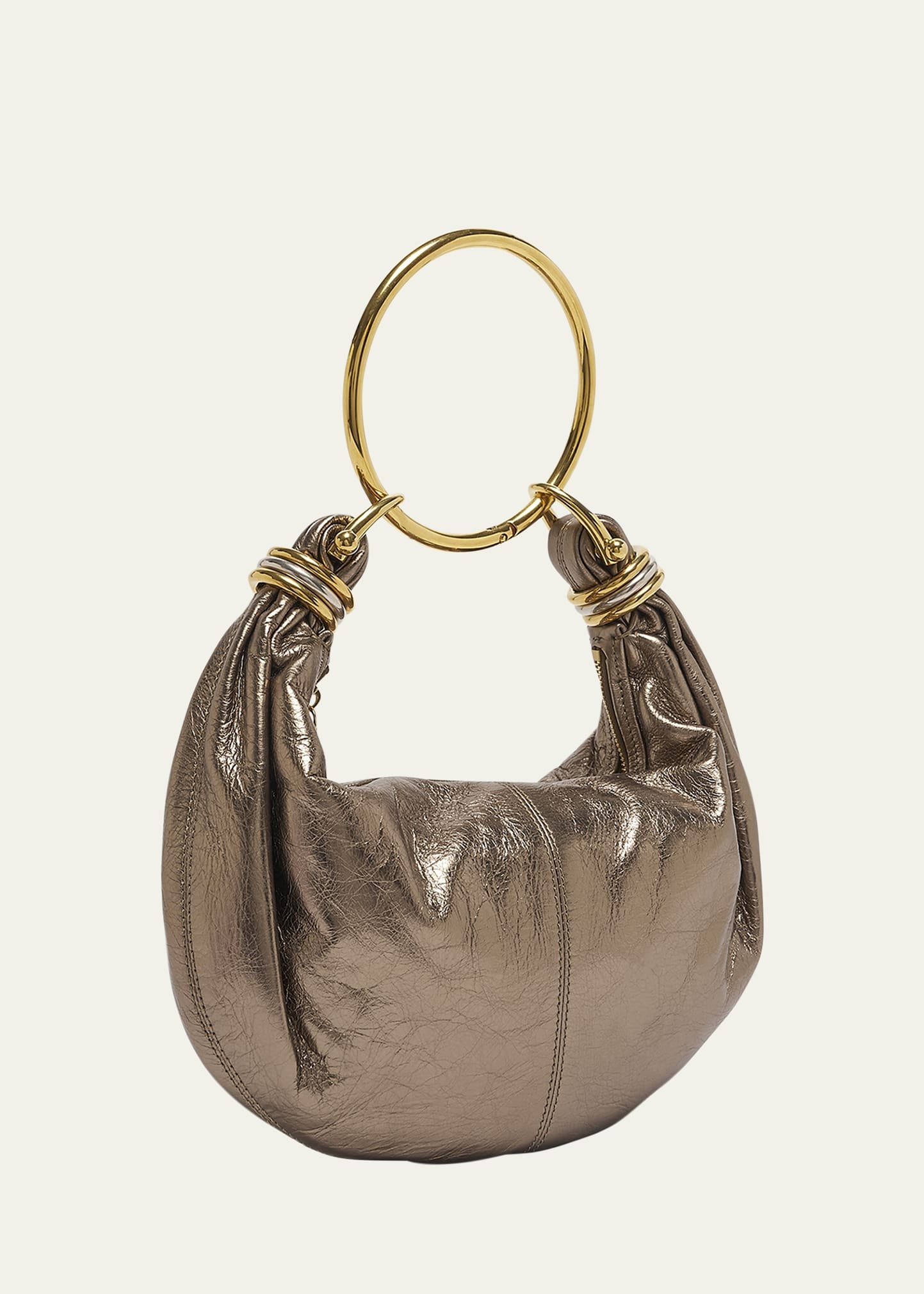 Bracelet Top-Handle Bag in Metallic Calfskin - 3