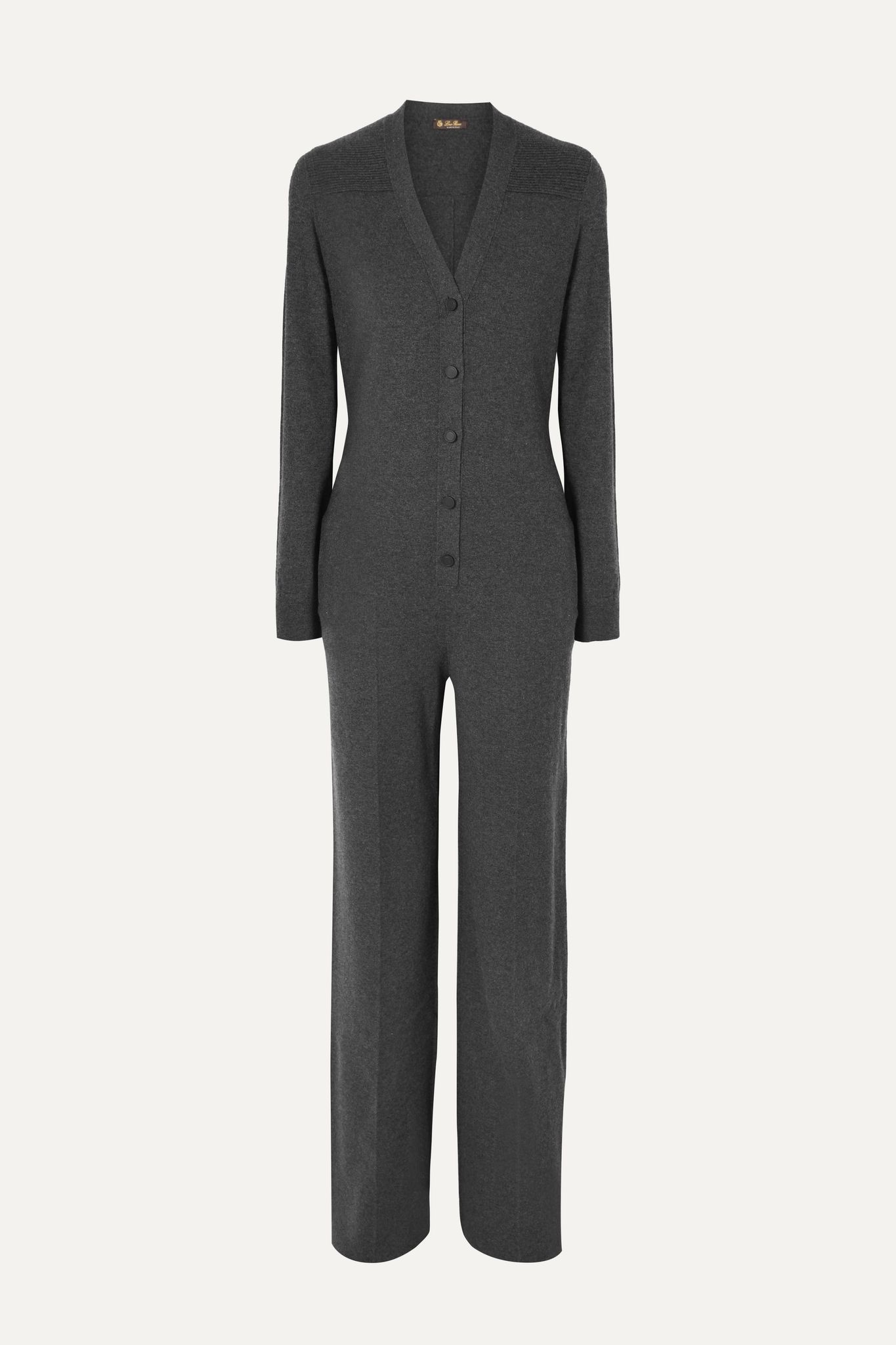 Leather-trimmed cashmere jumpsuit - 1