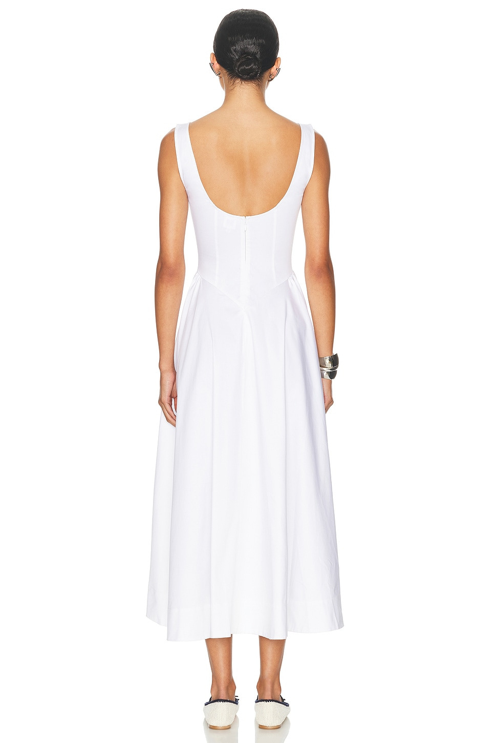 Stretch Cotton Sateen Midi Dress - 3