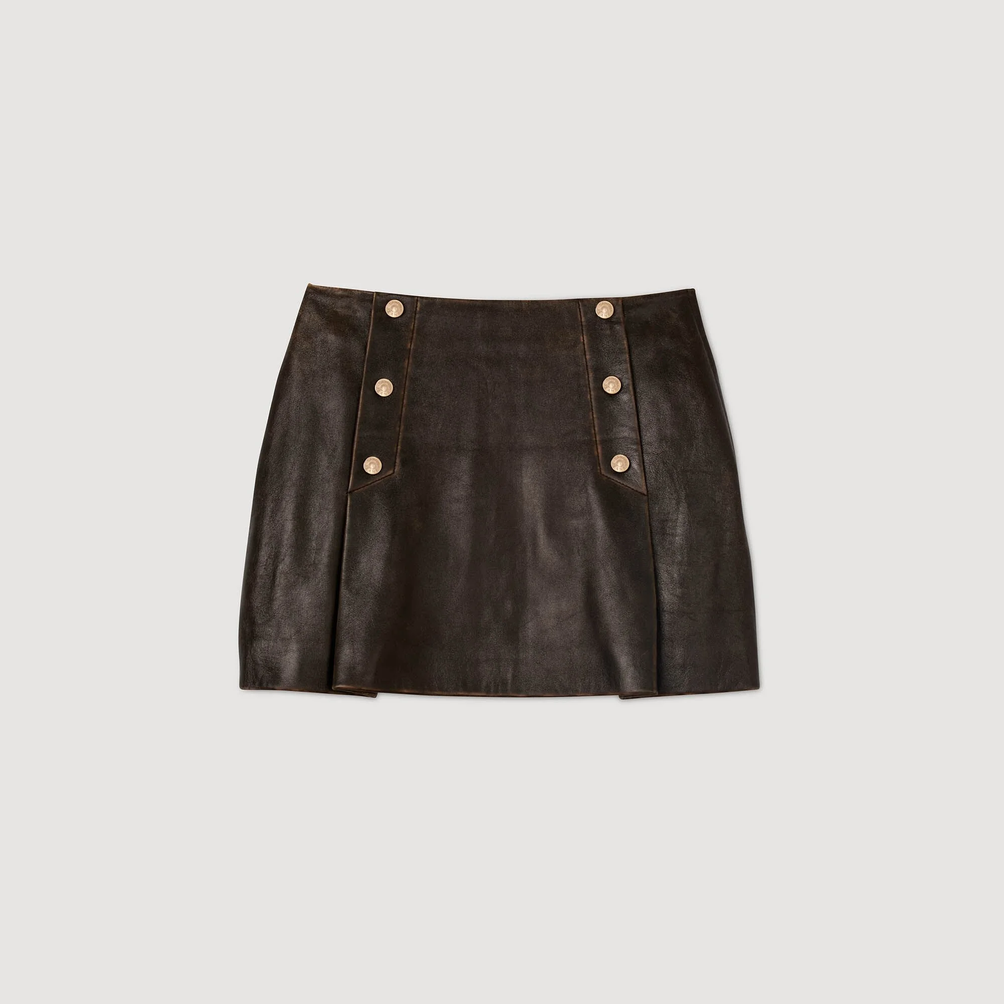 MINI AGED LEATHER SKIRT - 1
