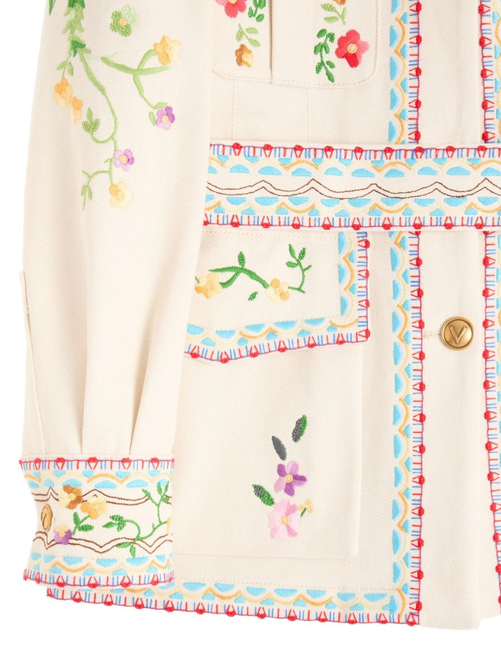 embroidered denim jacket - 5