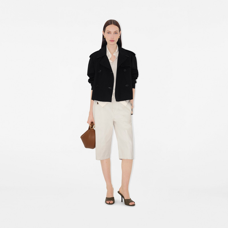 Burberry Cropped Gabardine Mayfair Trench Jacket outlook