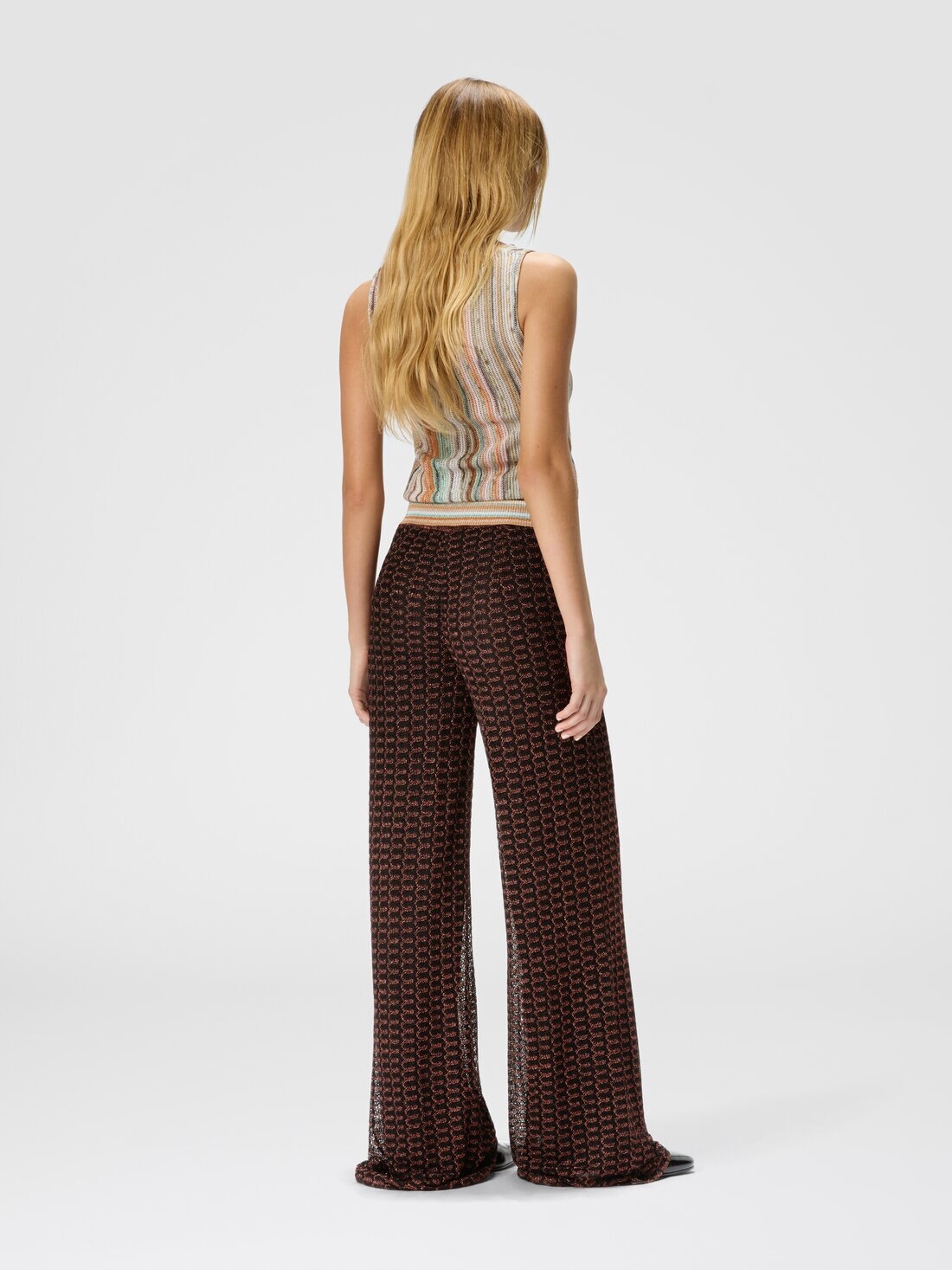 Viscose lamé lace trousers - 3