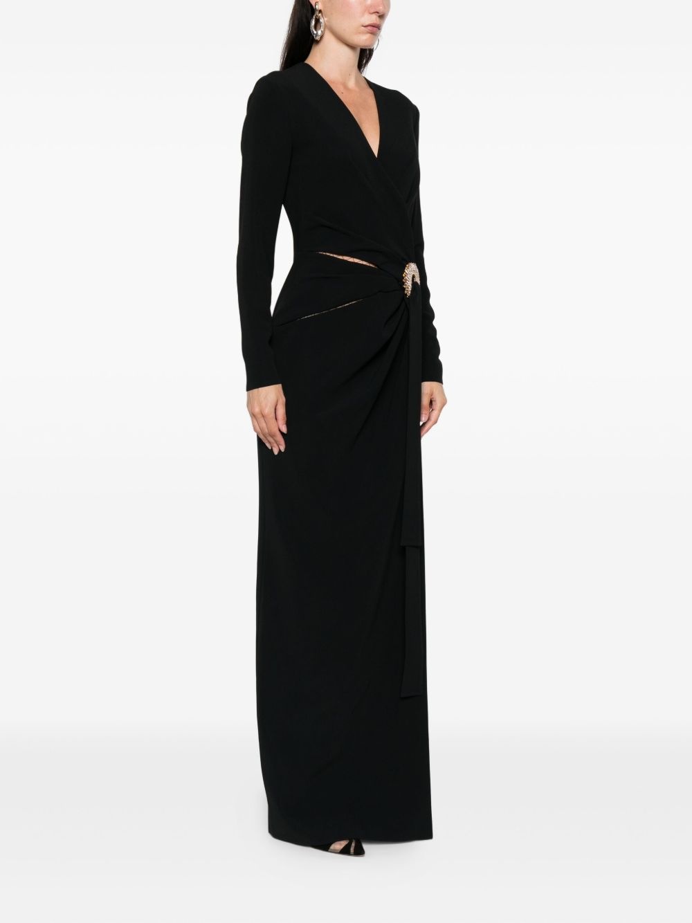 crystal-embellished wrap maxi evening dress - 3