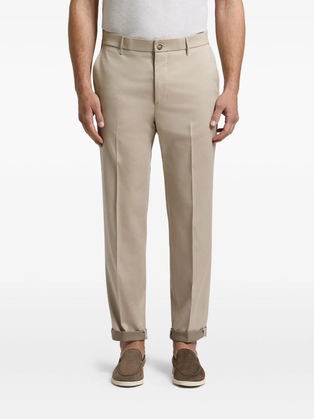 pressed-crease turn-up trousers - 1