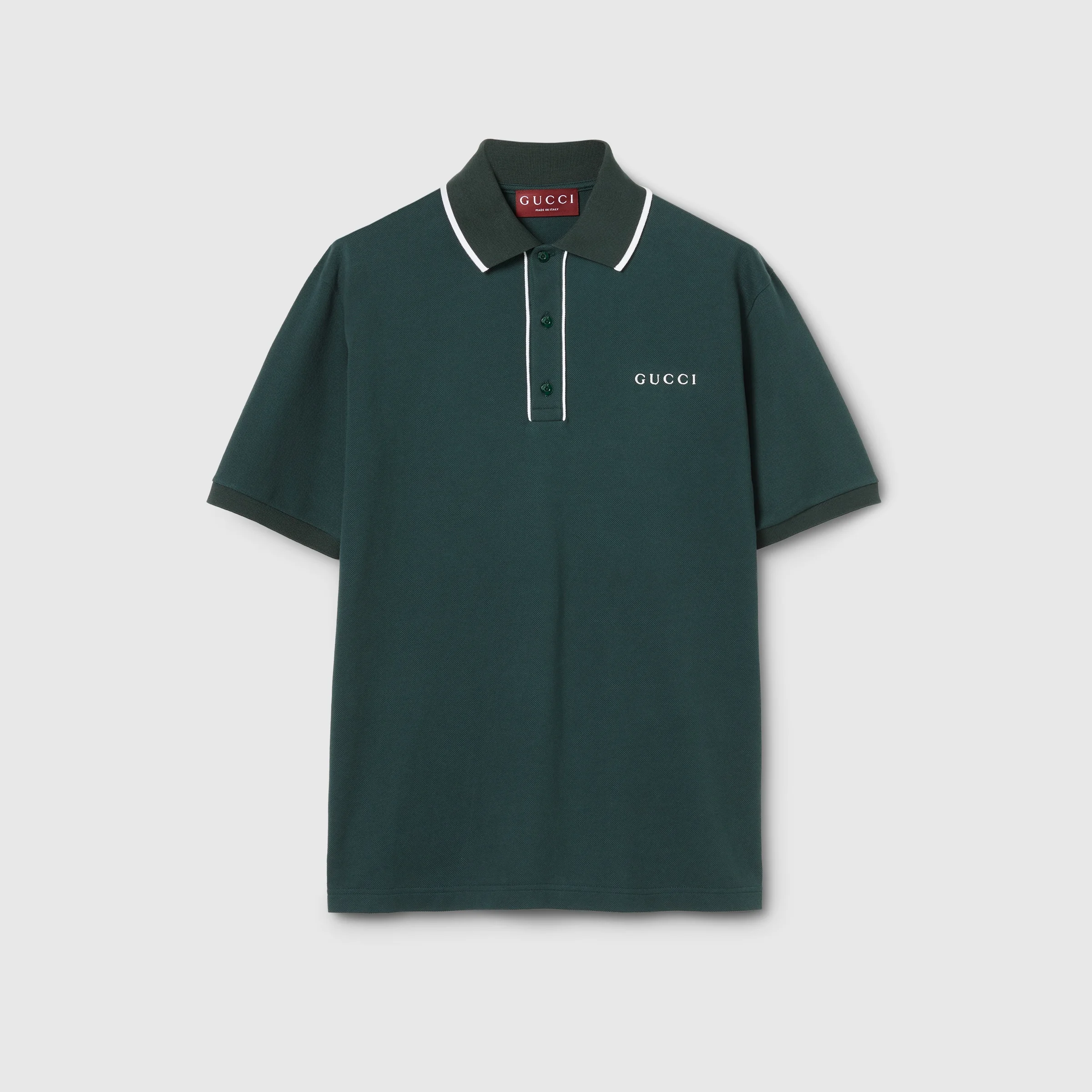 Cotton piquet polo shirt with embroidery - 1